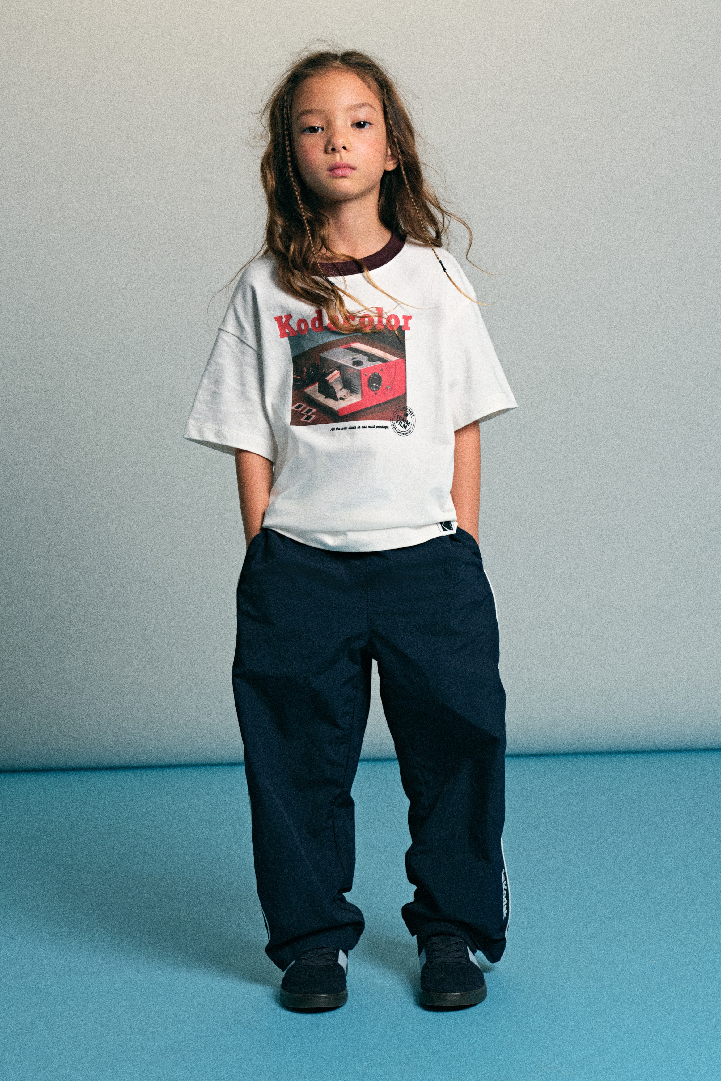 H & M - Wide embroidery-detail joggers - ブルー