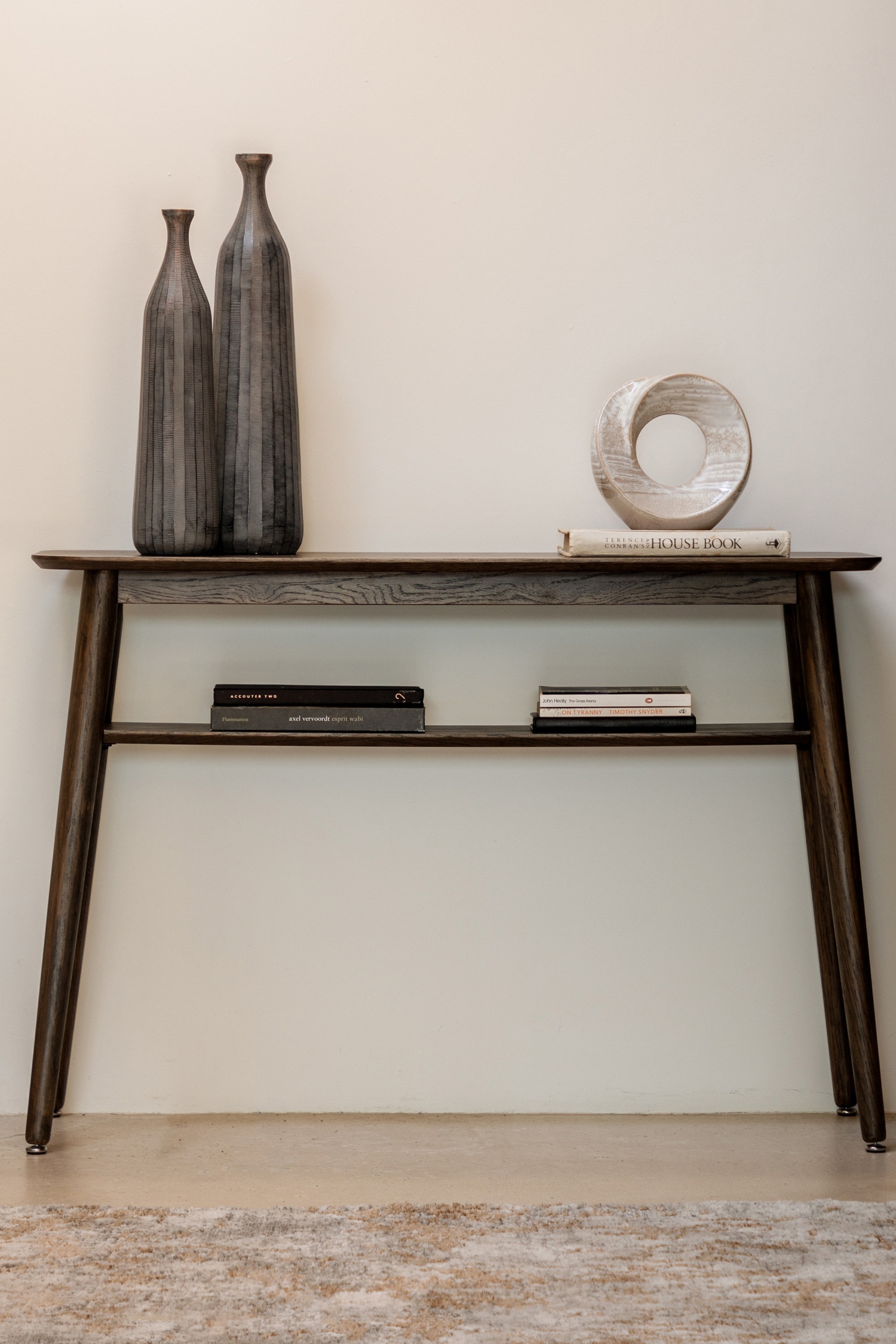 Wood Veneer Console Table - Smoked