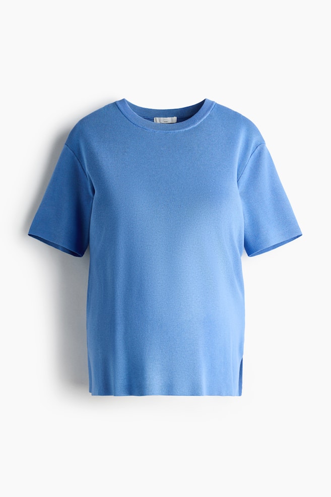 MAMA Fine-knit T-shirt - Blue/Light beige - 1