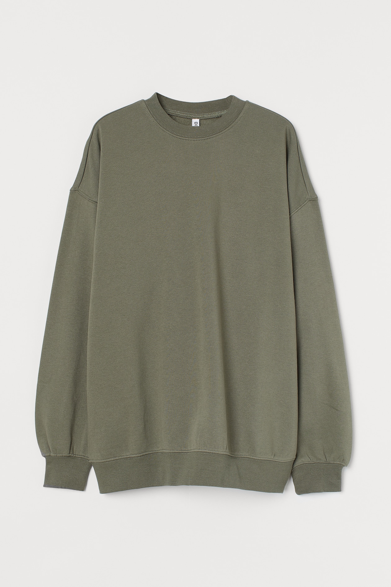 Oversized Sweatshirt - Round Neck - Long sleeve - Khaki green - Ladies ...