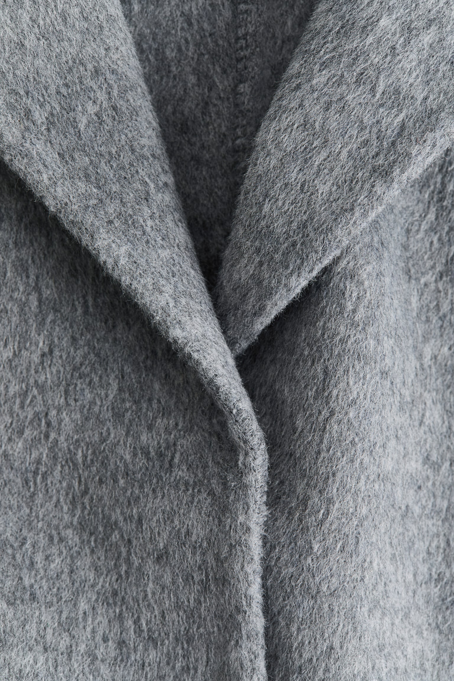 手工羊毛混紡大衣 - 灰色 - 3