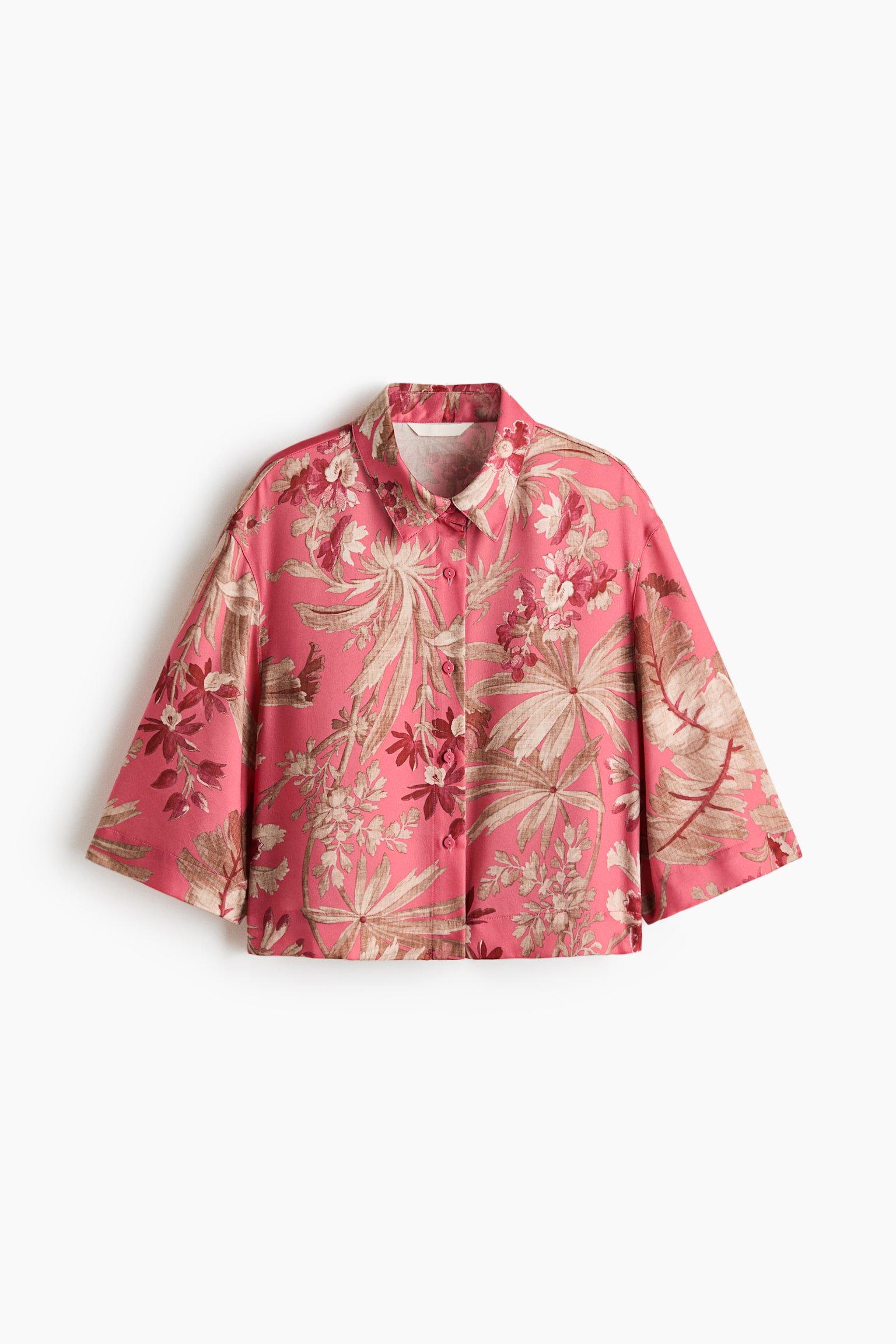 Camicia ampia con stampa - Rosa/fiori - 1