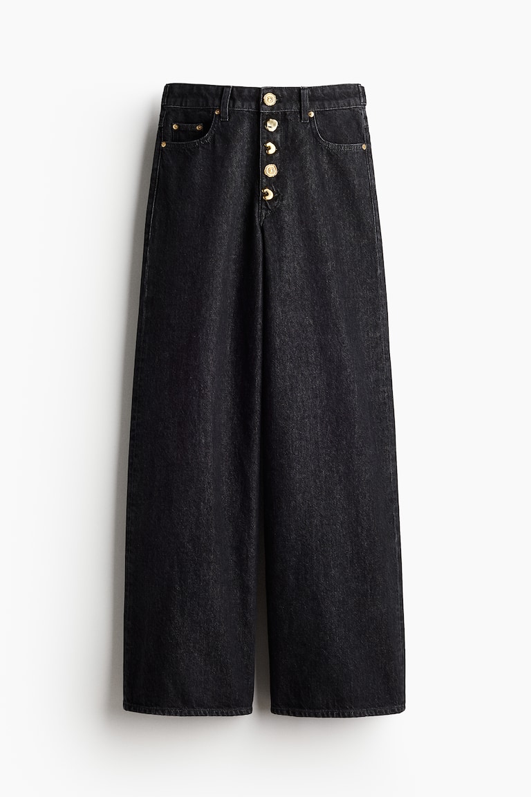 Wide Statement-Button Jeans - Black - Ladies | H&M US