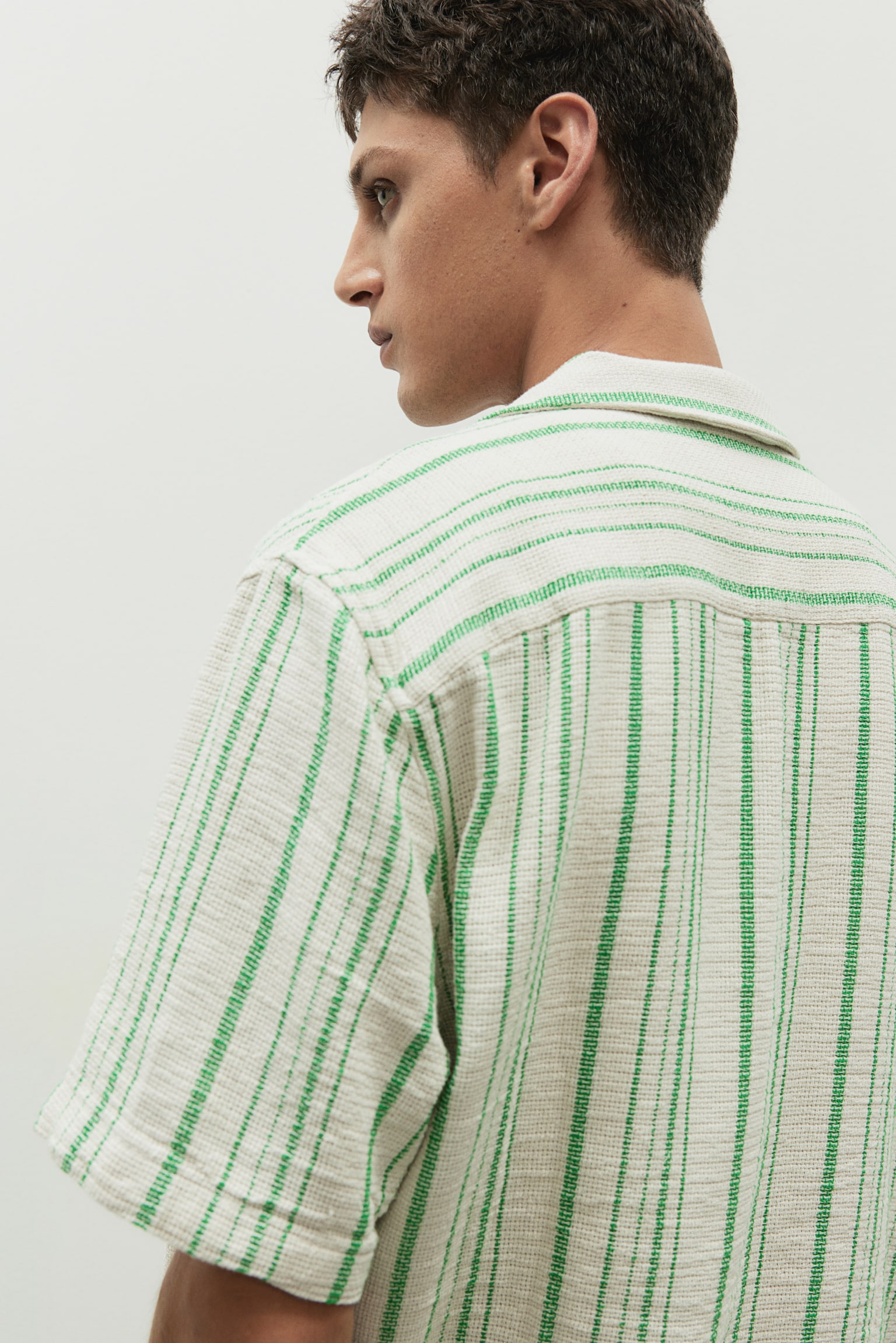 Regular Fit Resort Shirt - Beige/Green stripe/Beige/Black stripe - 6