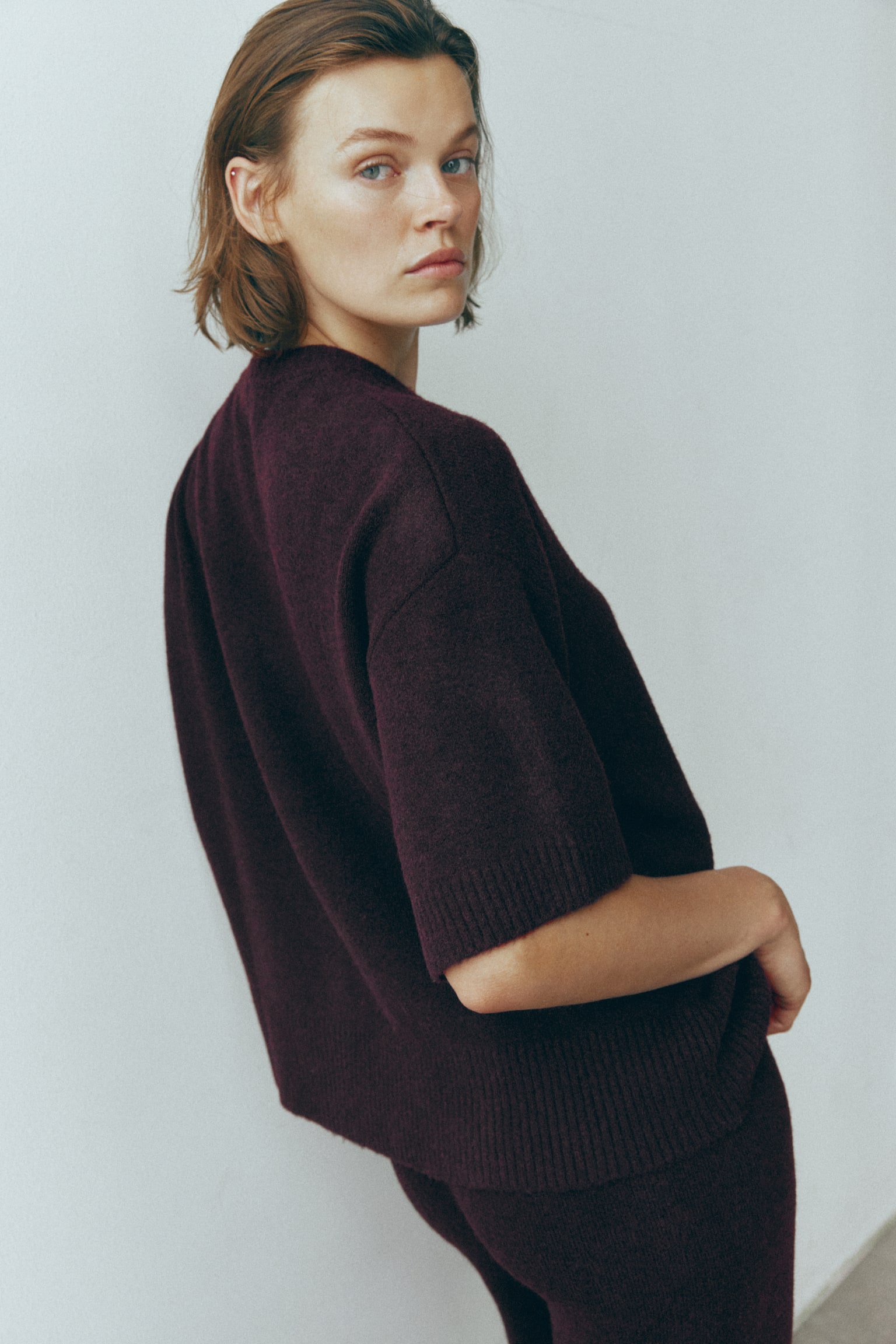 Женская футболка H&M Knit, цвет: Бордовый — фото 4