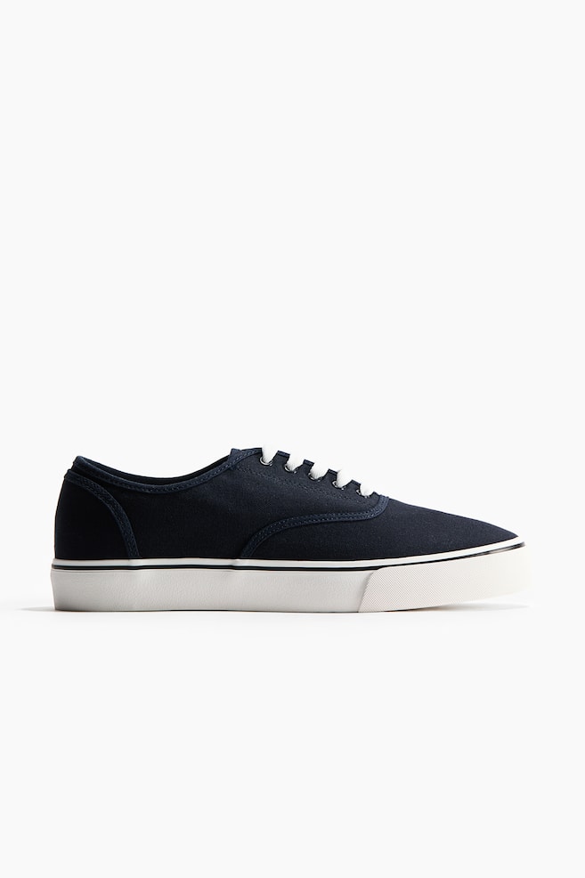 Canvas Sneakers - Navy blue/Black/Green - 1