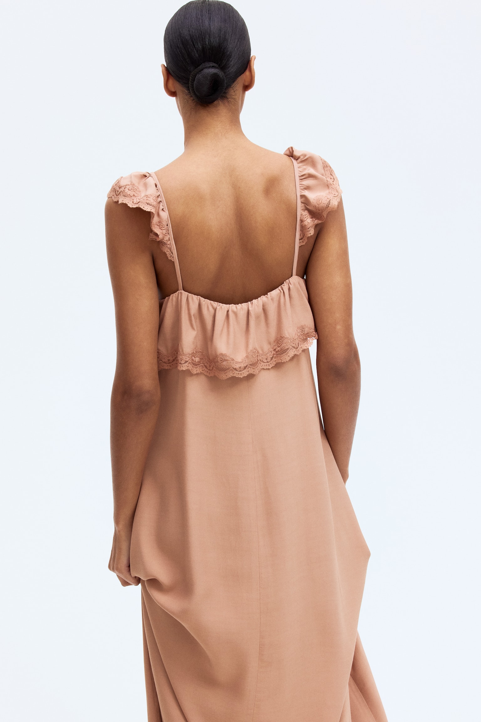 Lace-trimmed maxi dress - Dark beige - 6