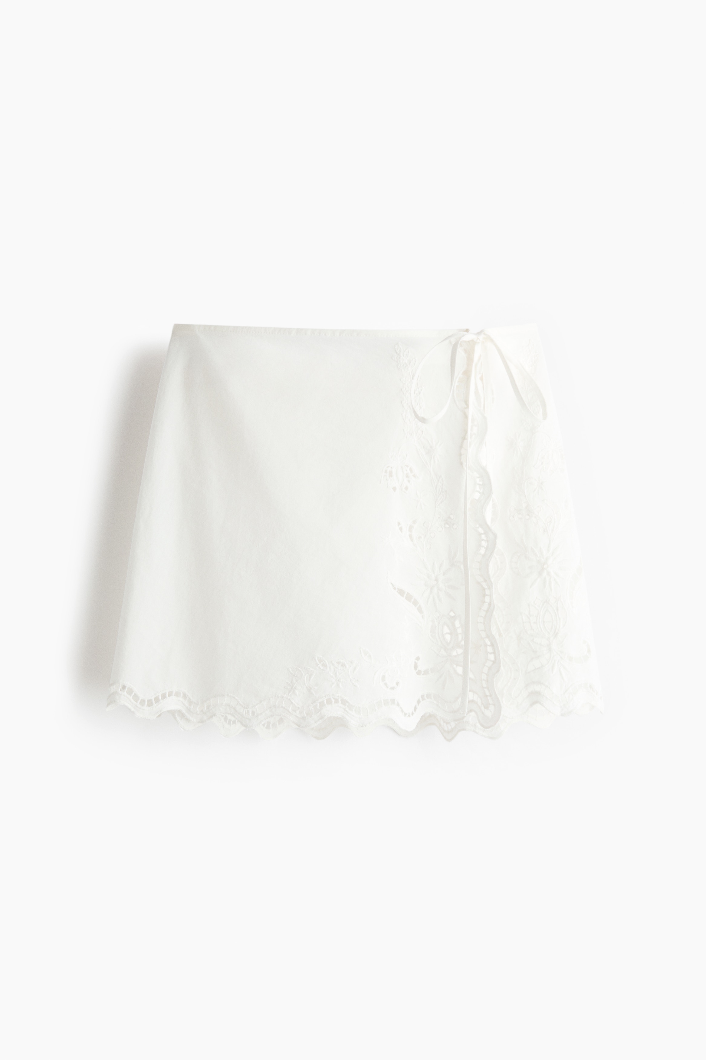 Tie-detail cotton beach skirt - White
