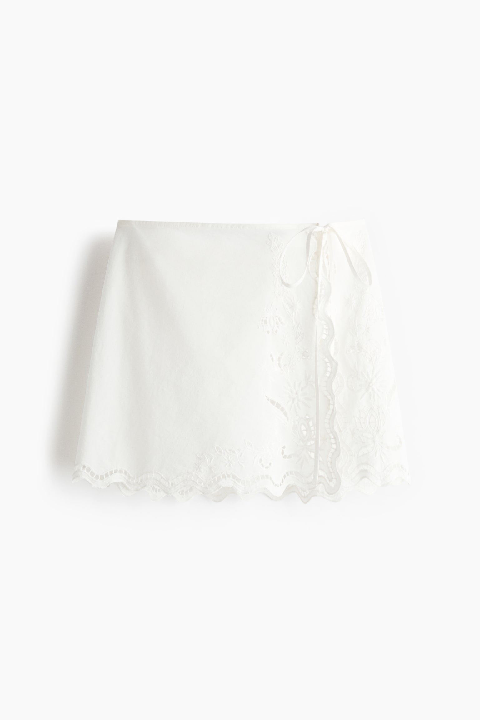 Tie-detail cotton beach skirt - White - 2