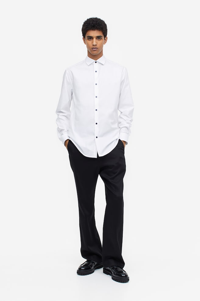 Skjorta i premium cotton Slim Fit - Vit/Ljusblå/Mörkblå/Ljusblå/Randig - 7