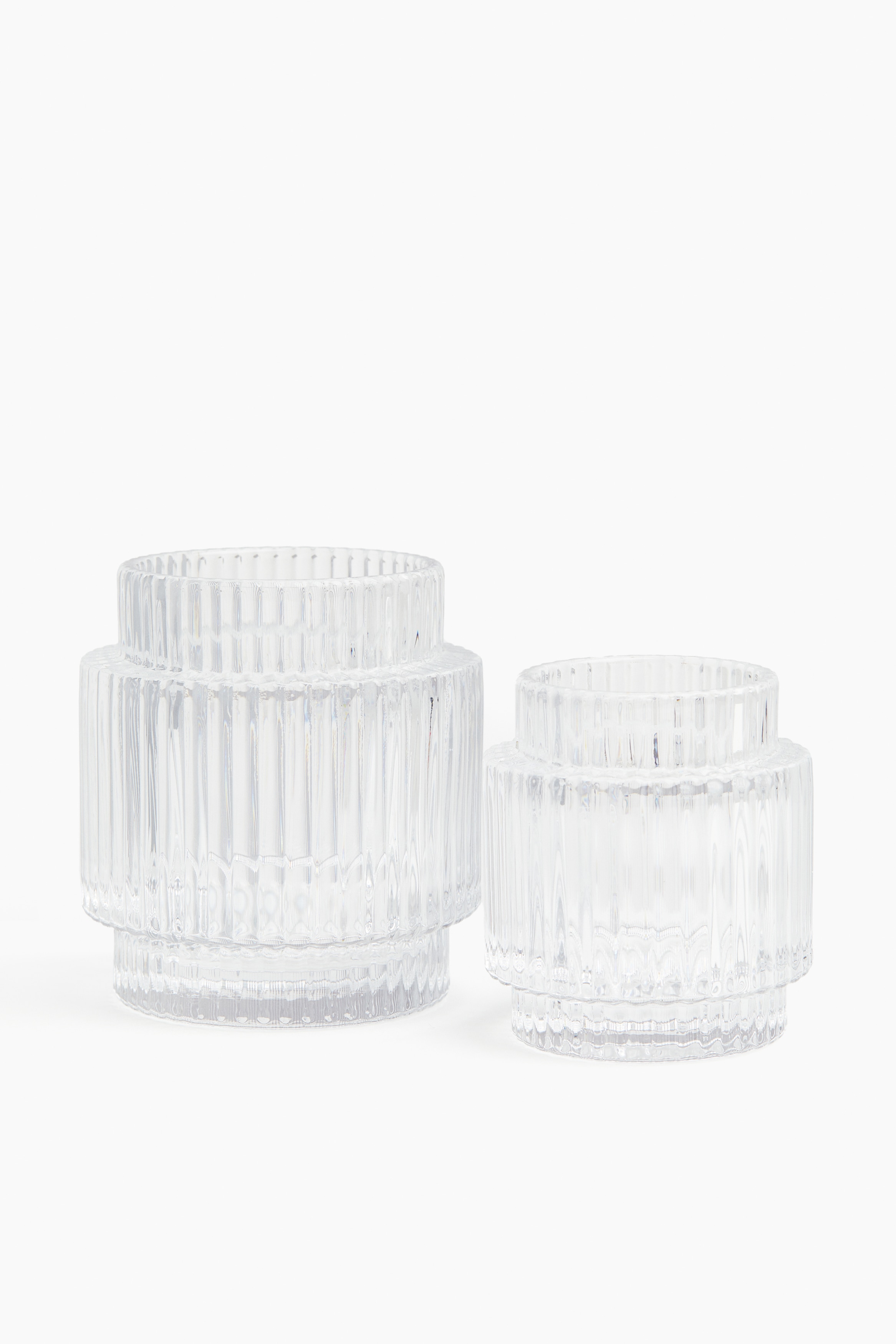 2x Pilzförmige Glas Kerzenhalter - Mini Vasen Für Hochzeit & Deko