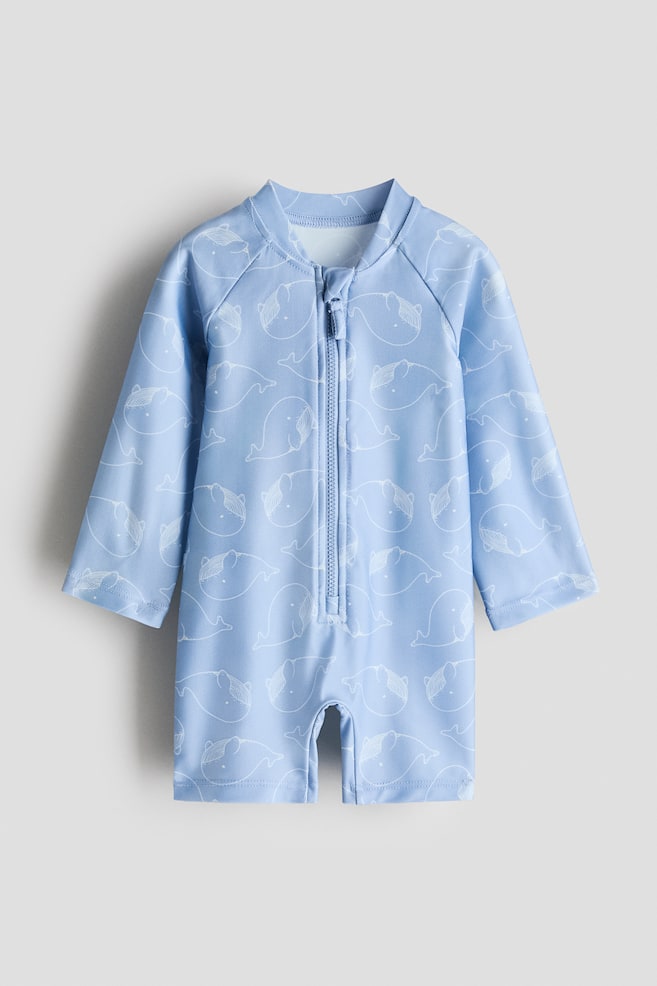 UPF 50 Swimsuit - Light blue/Whales/Peach/White/Bonjour/Light beige - 1