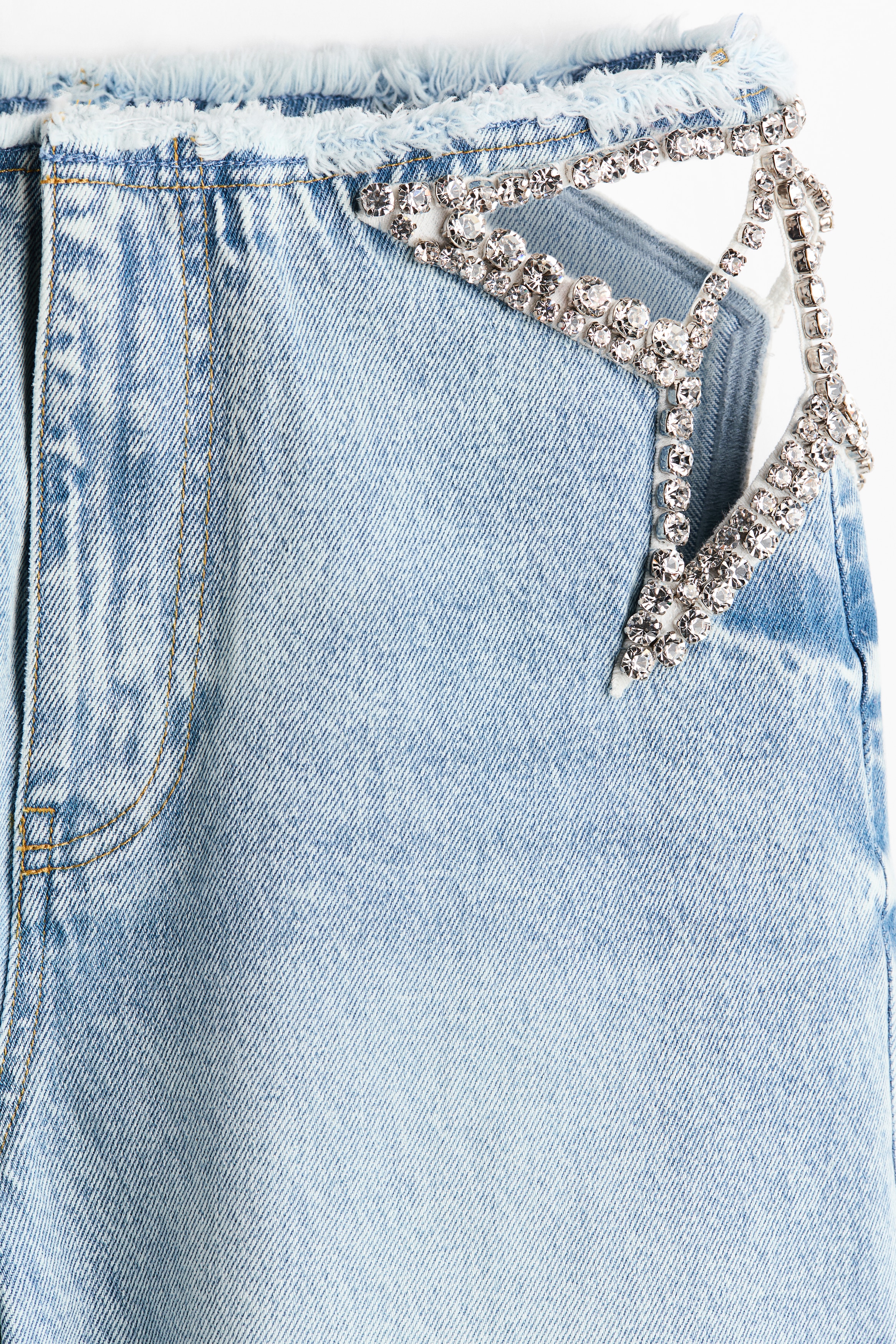 Women's Light denim blue Crystal-star straight-leg jeans | H&M GB