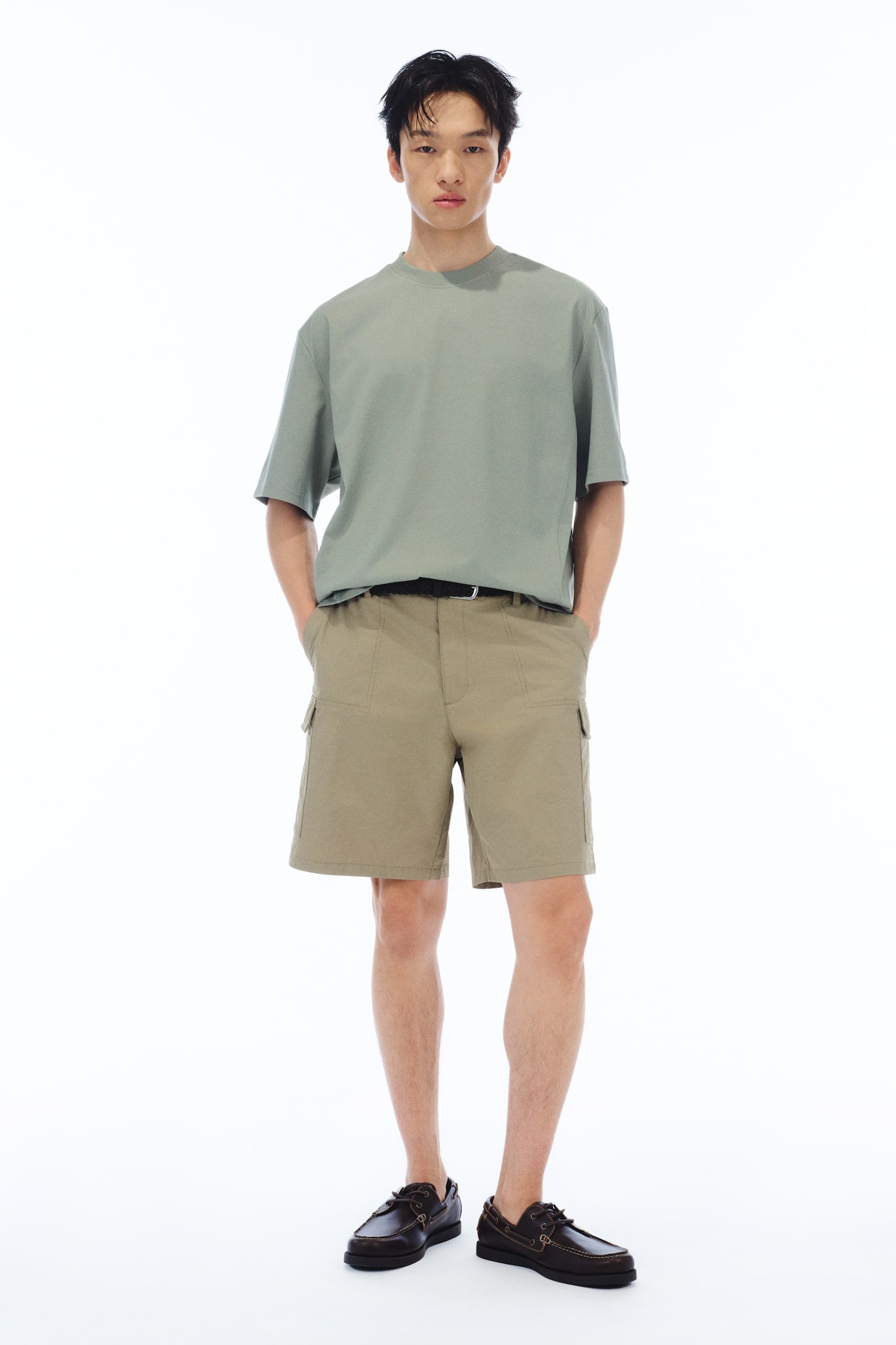 ルーズフィットTシャツ - ライトカーキグリーン/ホワイト/ターコイズ/グレーメランジ/ブラック/スティールブルー/ベージュ - 1