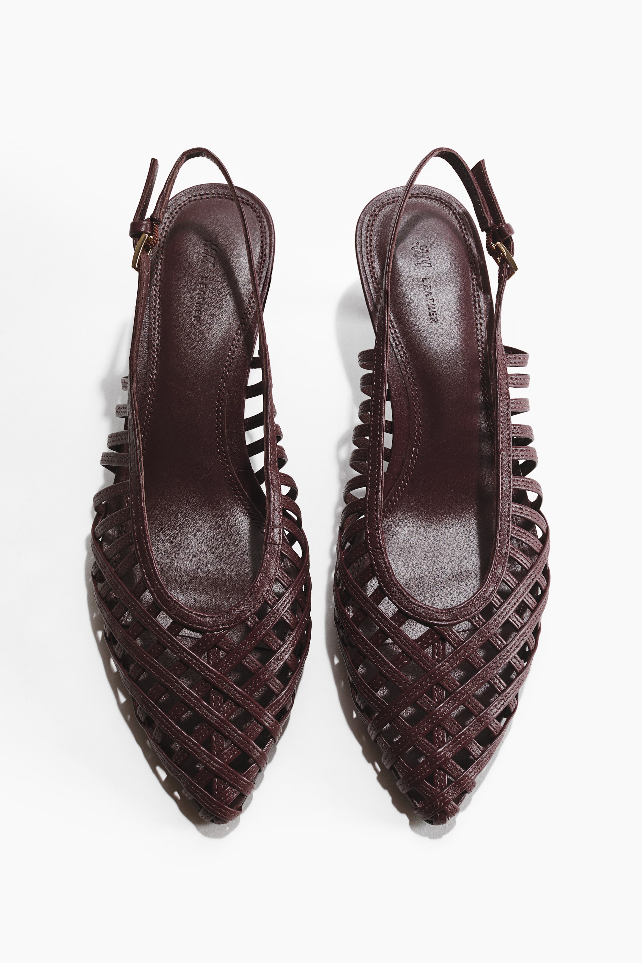 Kitten-Heeled Leather Slingbacks