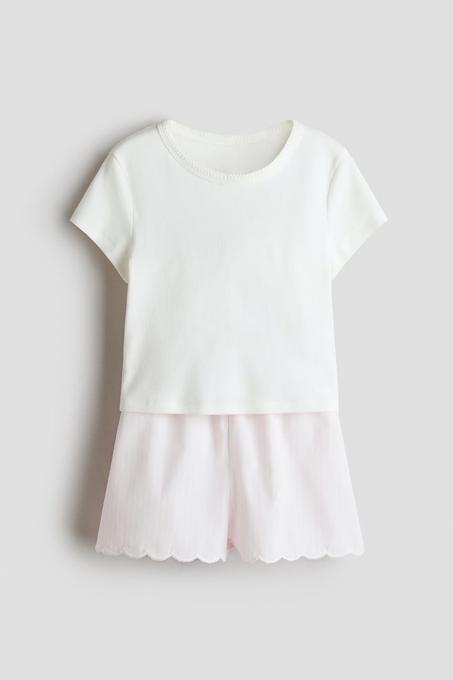 Pigiama - Bianco/rosa chiaro righe - 1