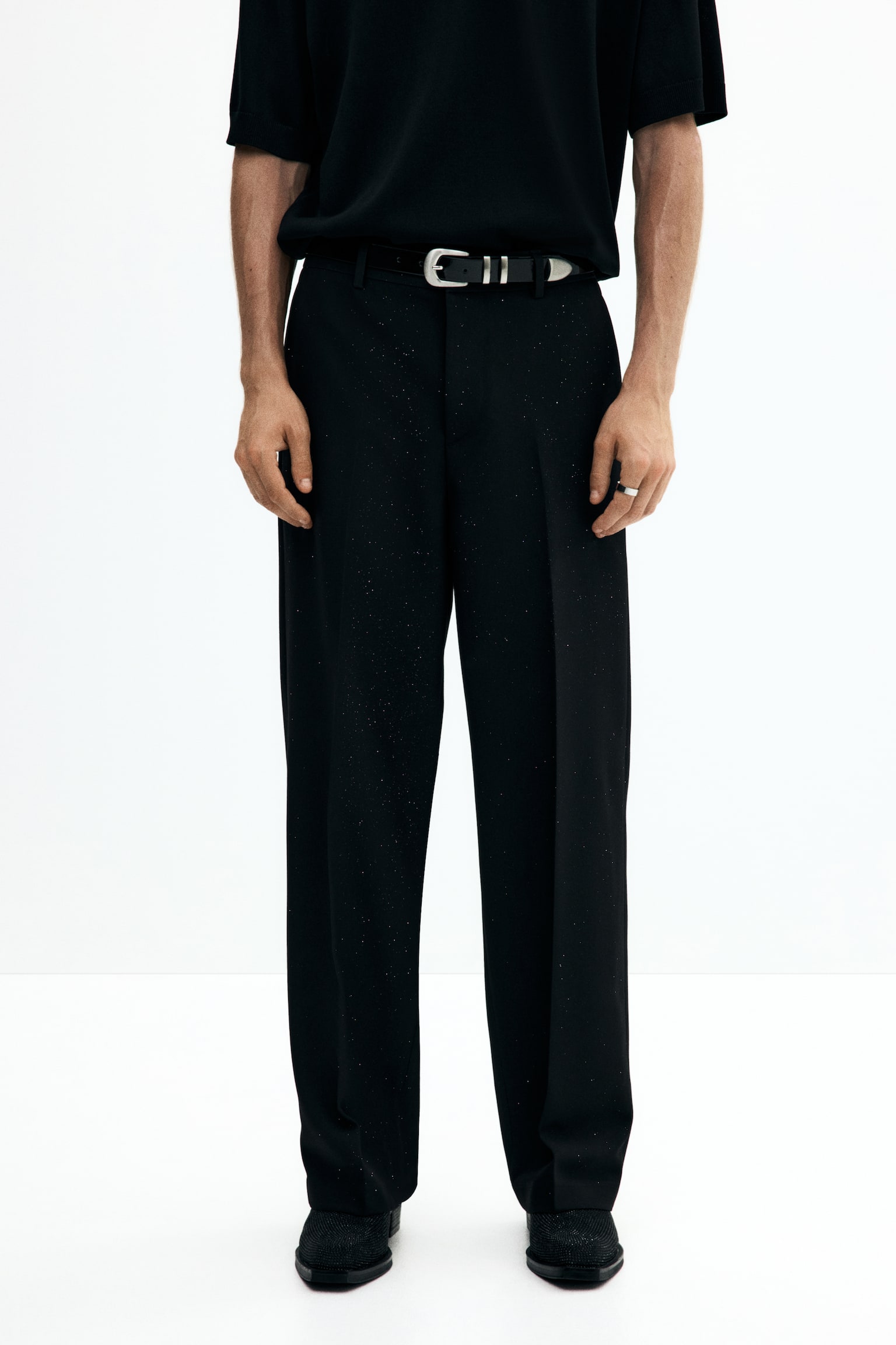 Loose Fit Tailored trousers - Black/Glittery - 7