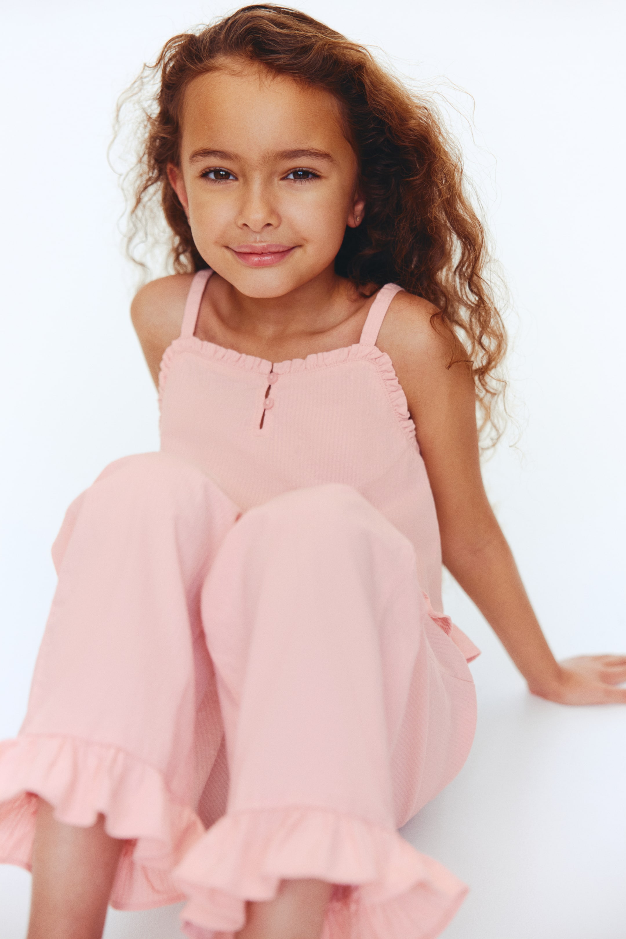 Light pink 2-Piece Ruffle-Trimmed Seersucker Set for kids | H&M US