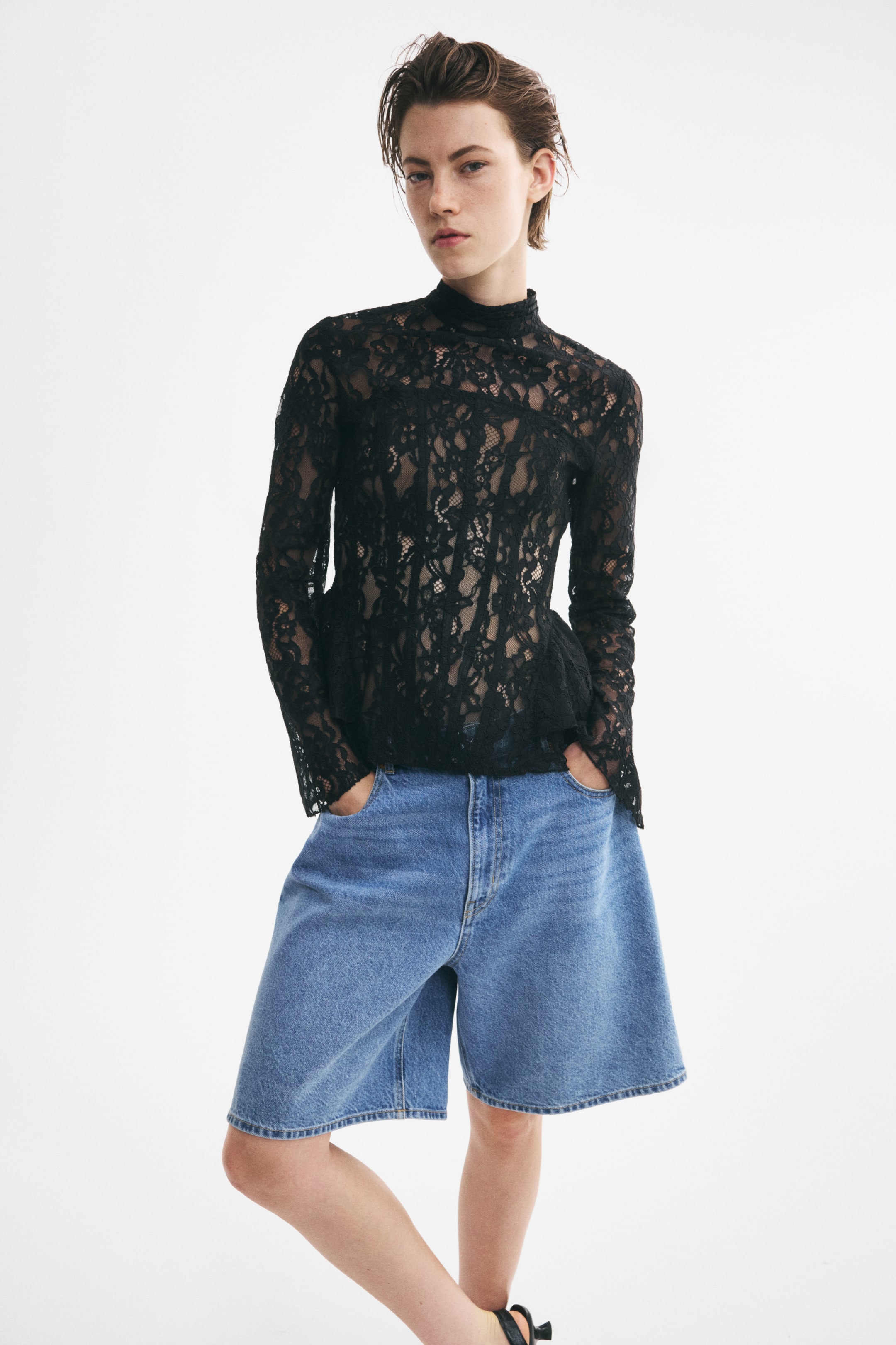 Lace Peplum Top