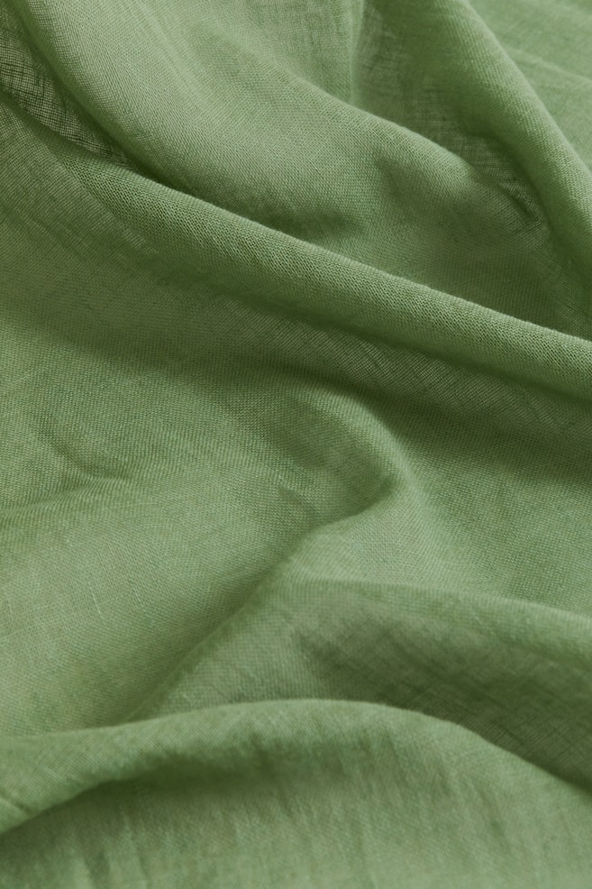 2-pak gardinfag i hørblanding - Grøn/Gul/Lys gråbeige/Hvid - 2