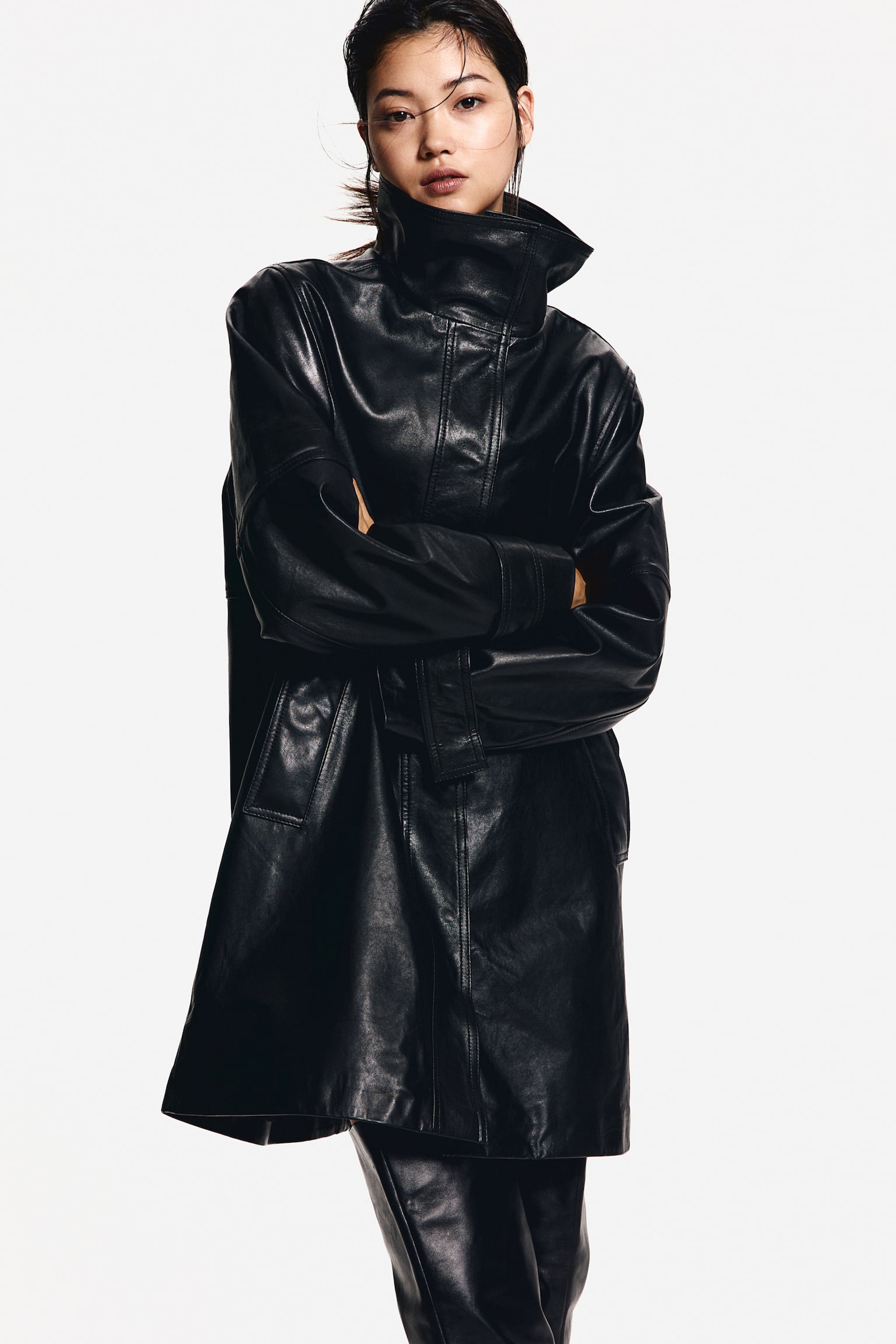 Leather coat - Black - 10