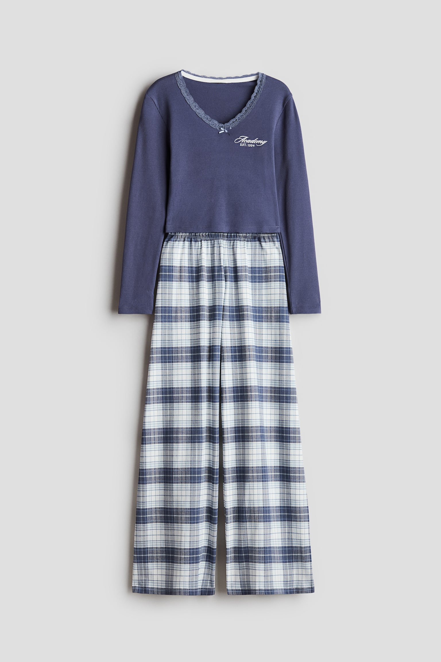 Jersey pyjamas - Dark blue/Checked/White/Dreamlike - 1