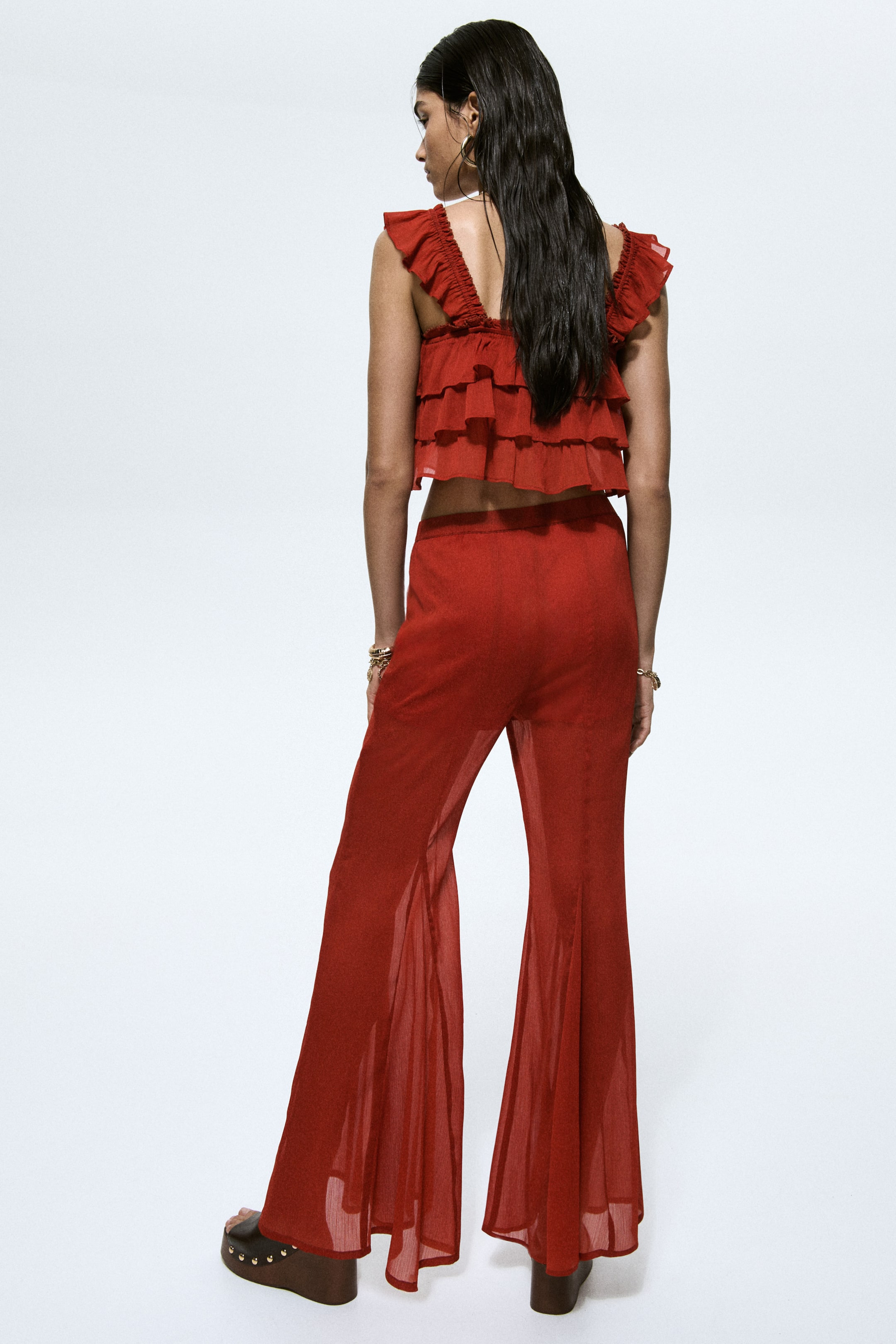 Женские брюки H&M Flared Crinkled Pants — фото 5