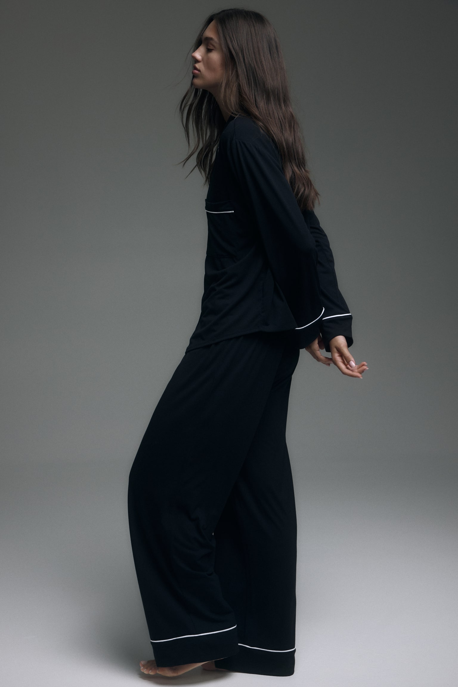 Viscose Blend Pyjama Set - Black/Burgundy/Light yellow/Dusty blue/Light khaki green/Dusty pink - 5