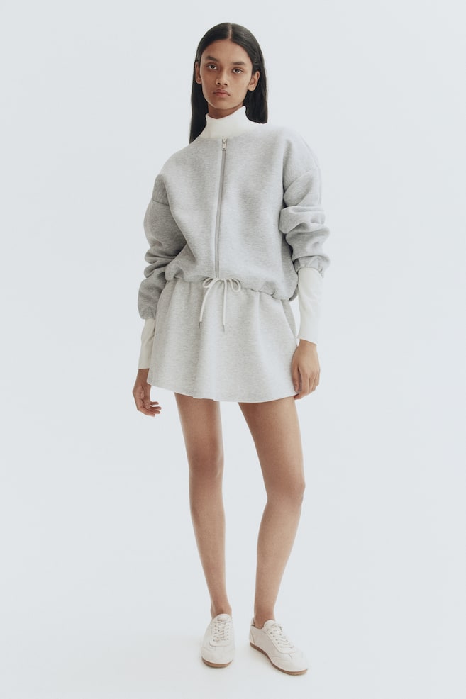 Sweat-Jacke aus Scuba-Graumeliert - 3