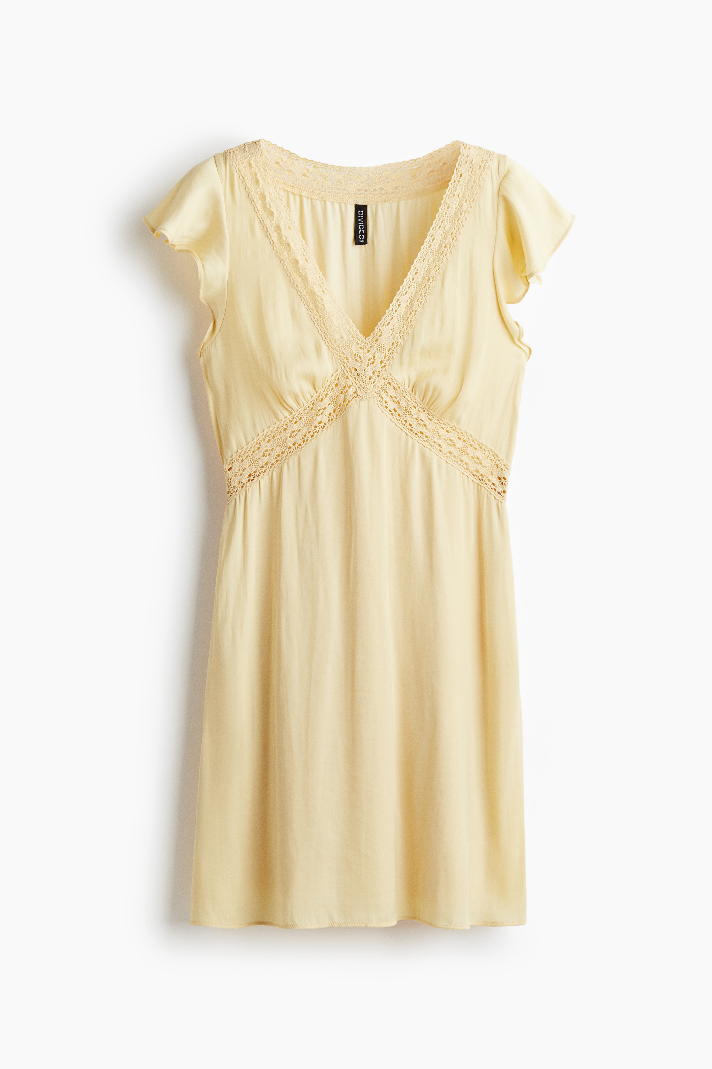 Lace-Detail Dress - Light yellow