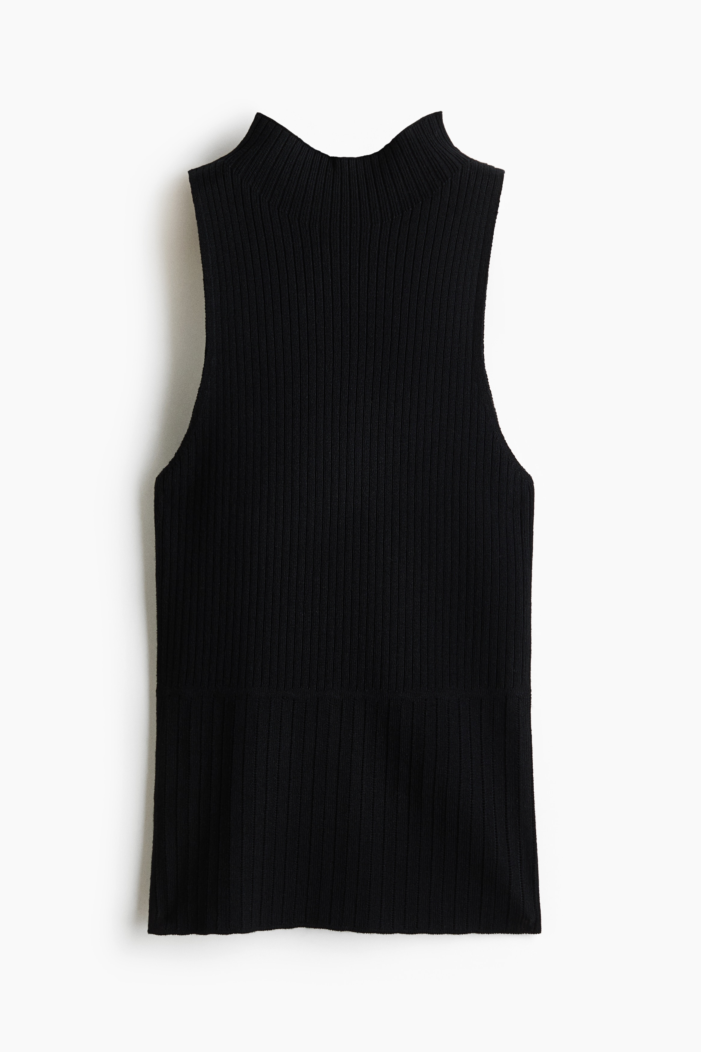 Top de canalé con cuello perkins - Negro/Verde oliva/Crema