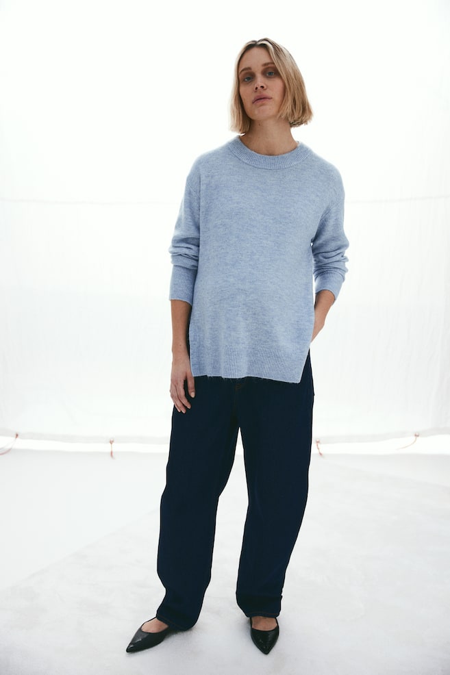 MAMA Fine-knit jumper - Light blue marl/Light pink - 4