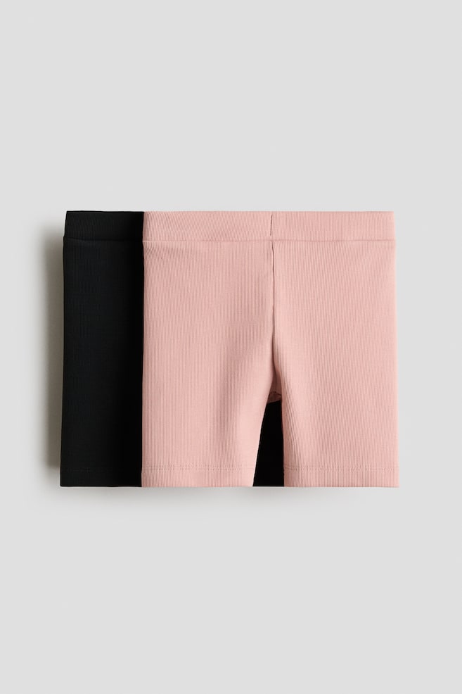 2-Pack Ribbed Bike Shorts - Black/light dusty pink/Hot pink/white - 1