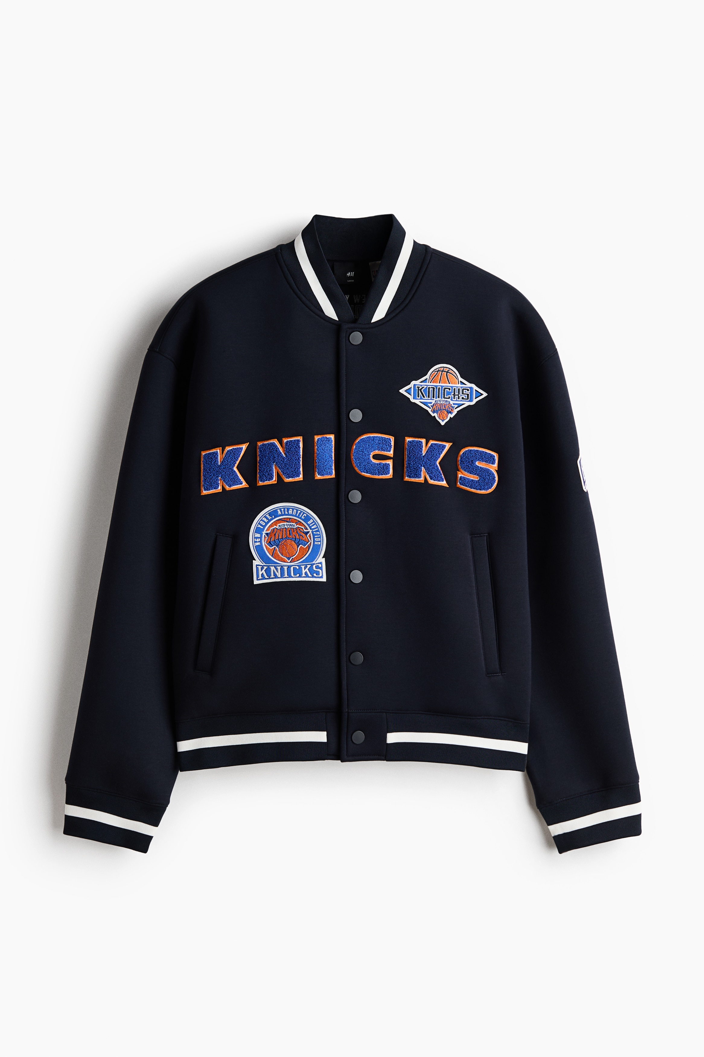Loose-Fit Scuba Baseball Jacket - Navy blue/NBA/White/NBA