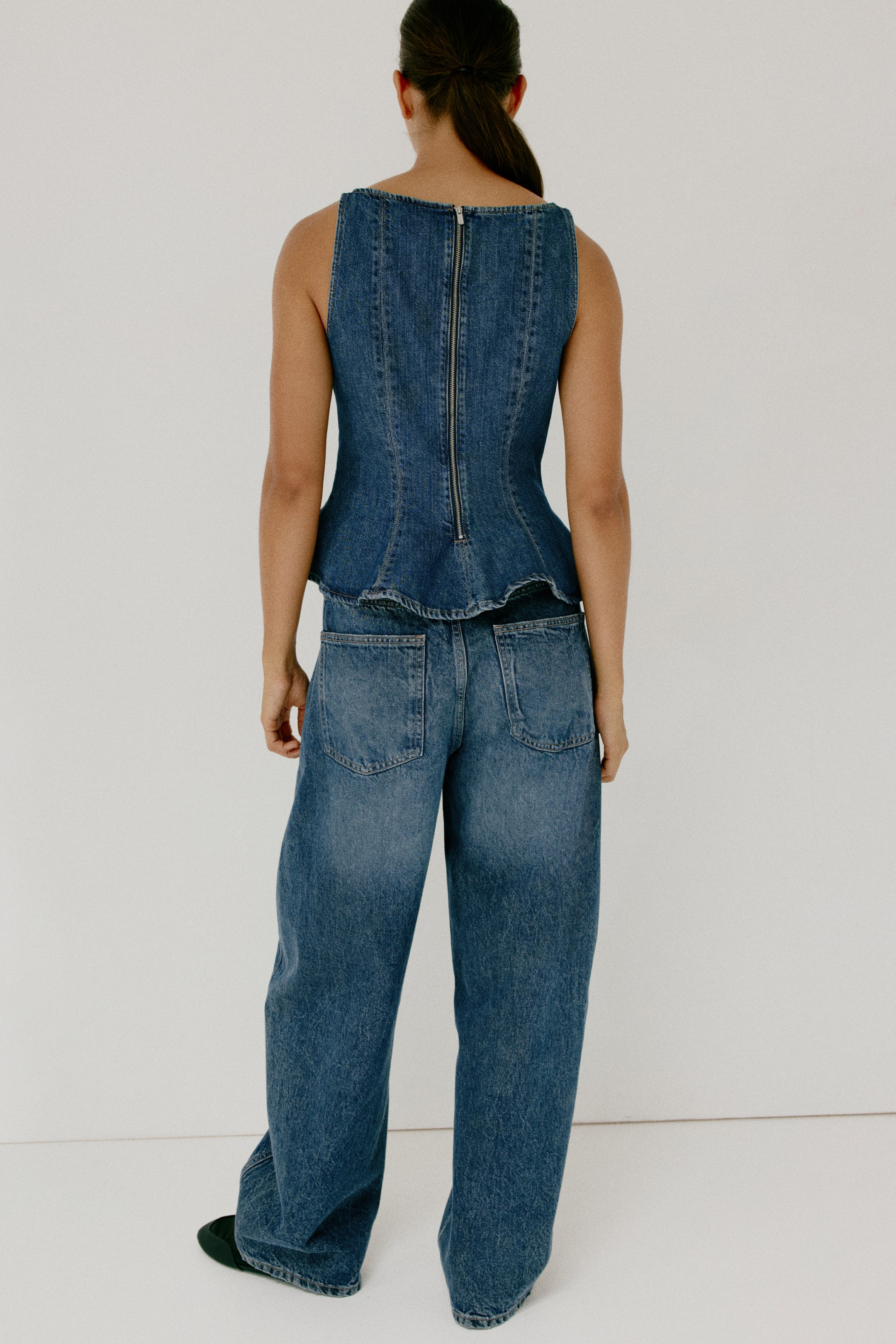 Denim Peplum Top