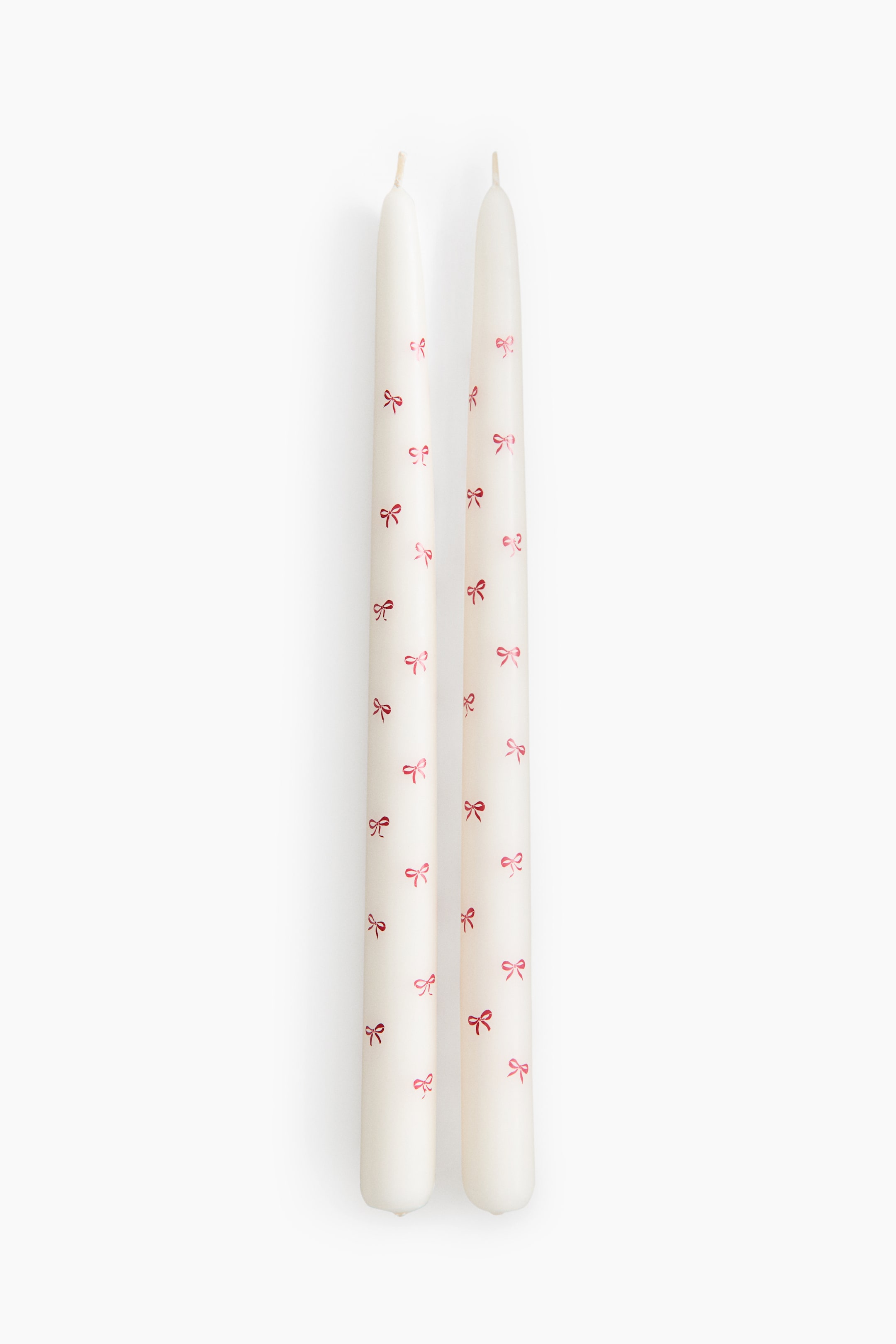 Vis større bilde: 2-pack mønstret konisk lys - Cream/Sløyfer - Home All | H&M NO 1