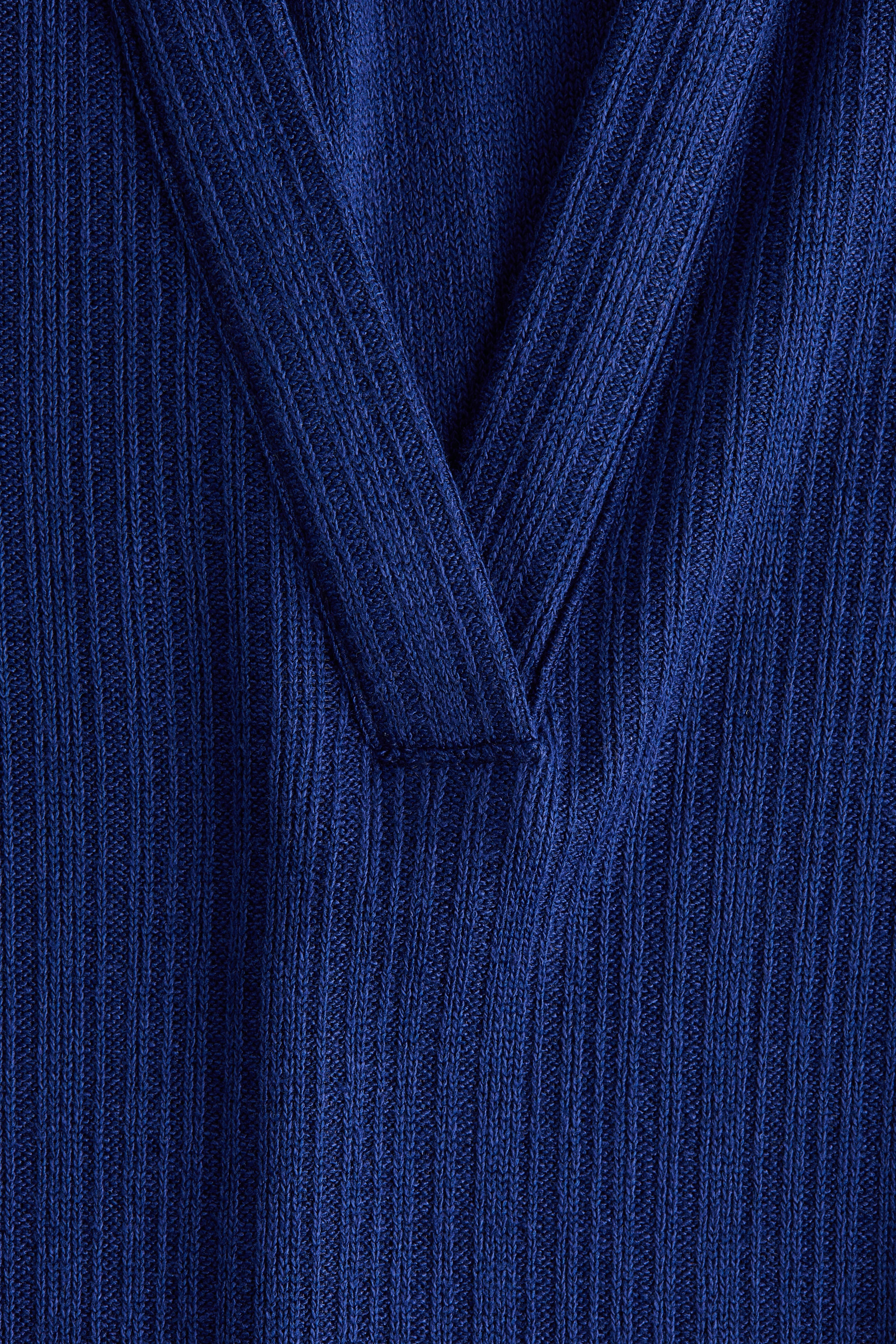 Collared rib-knit top