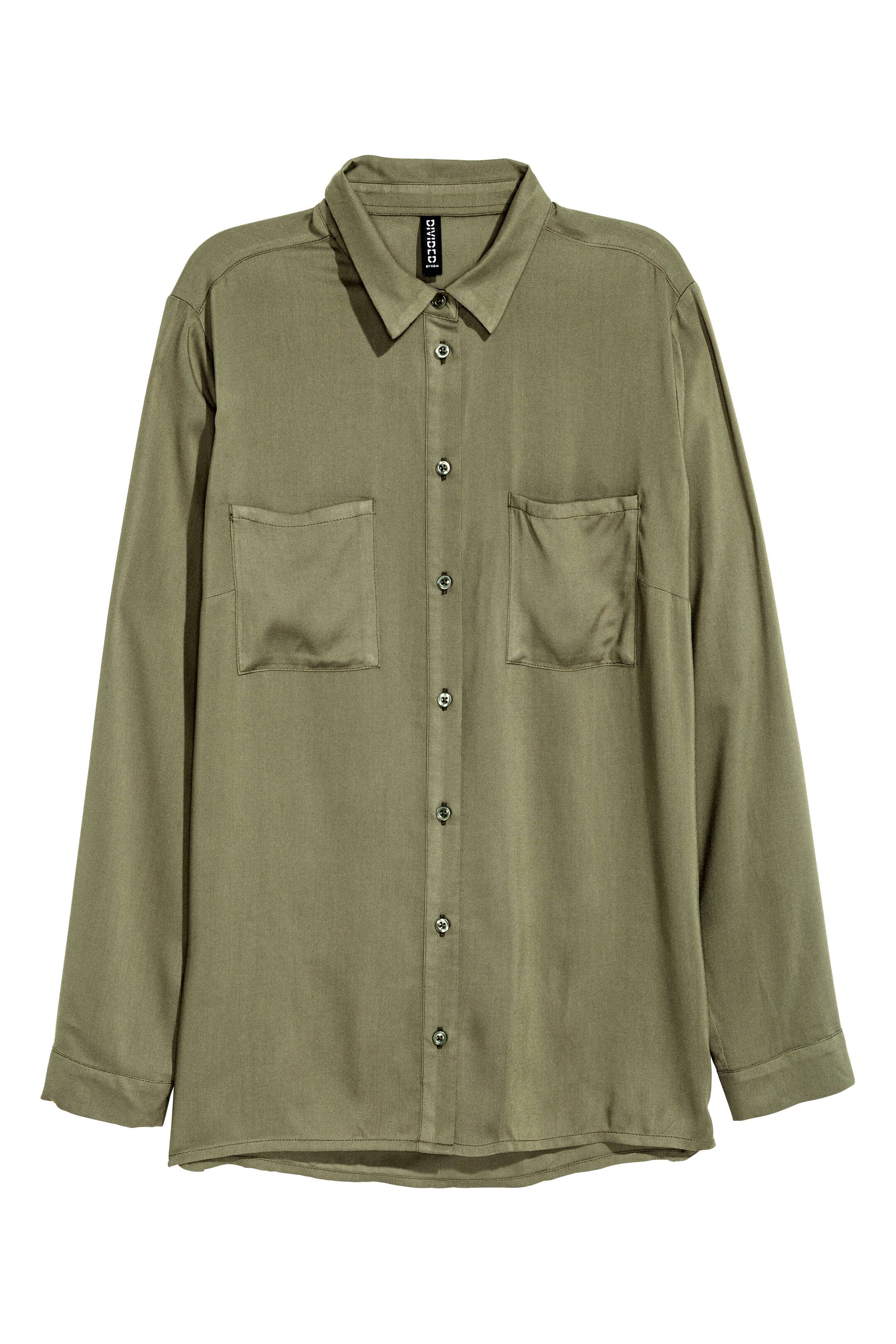 Zobacz większy obraz: Koszula z wiskozy - Zieleń khaki - ONA | H&M PL 1