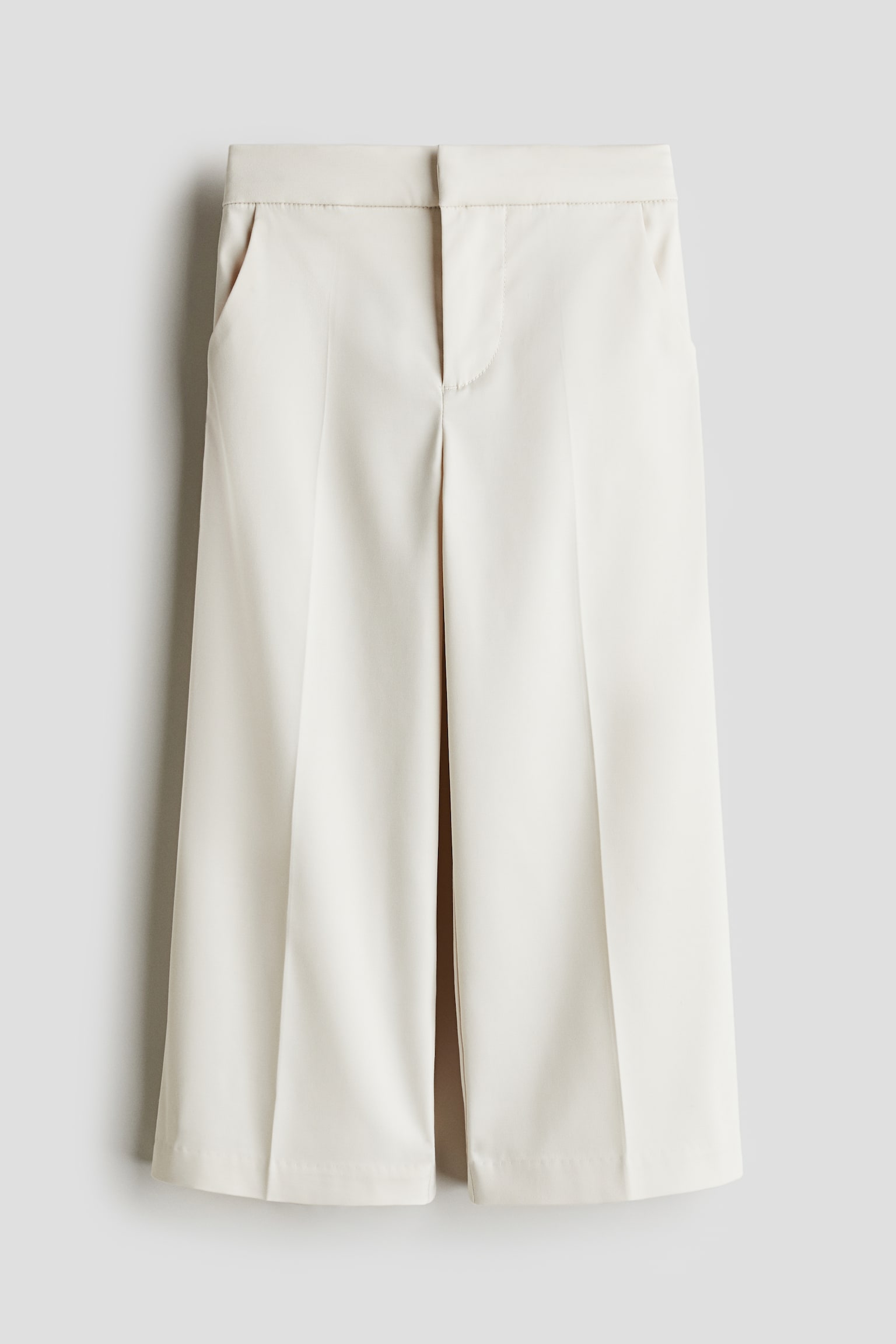 Wide Leg Twill Pants - Cream/Black - 1