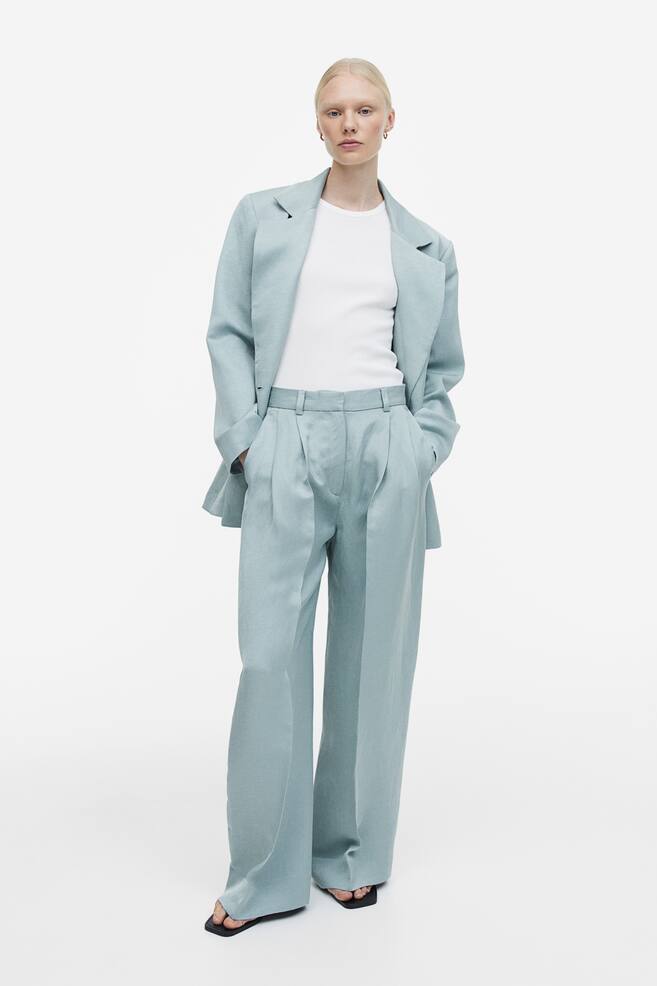 Linen-blend tailored trousers - Blue-grey - 8