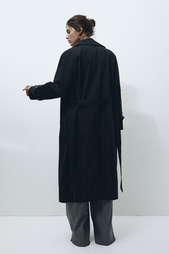 Trench-coat à fermeture croisée - Noir/Beige/Beige - 5