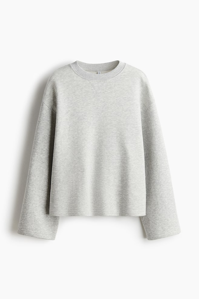 Oversized Sweatshirt - Hellgraumeliert/Marineblau - 1
