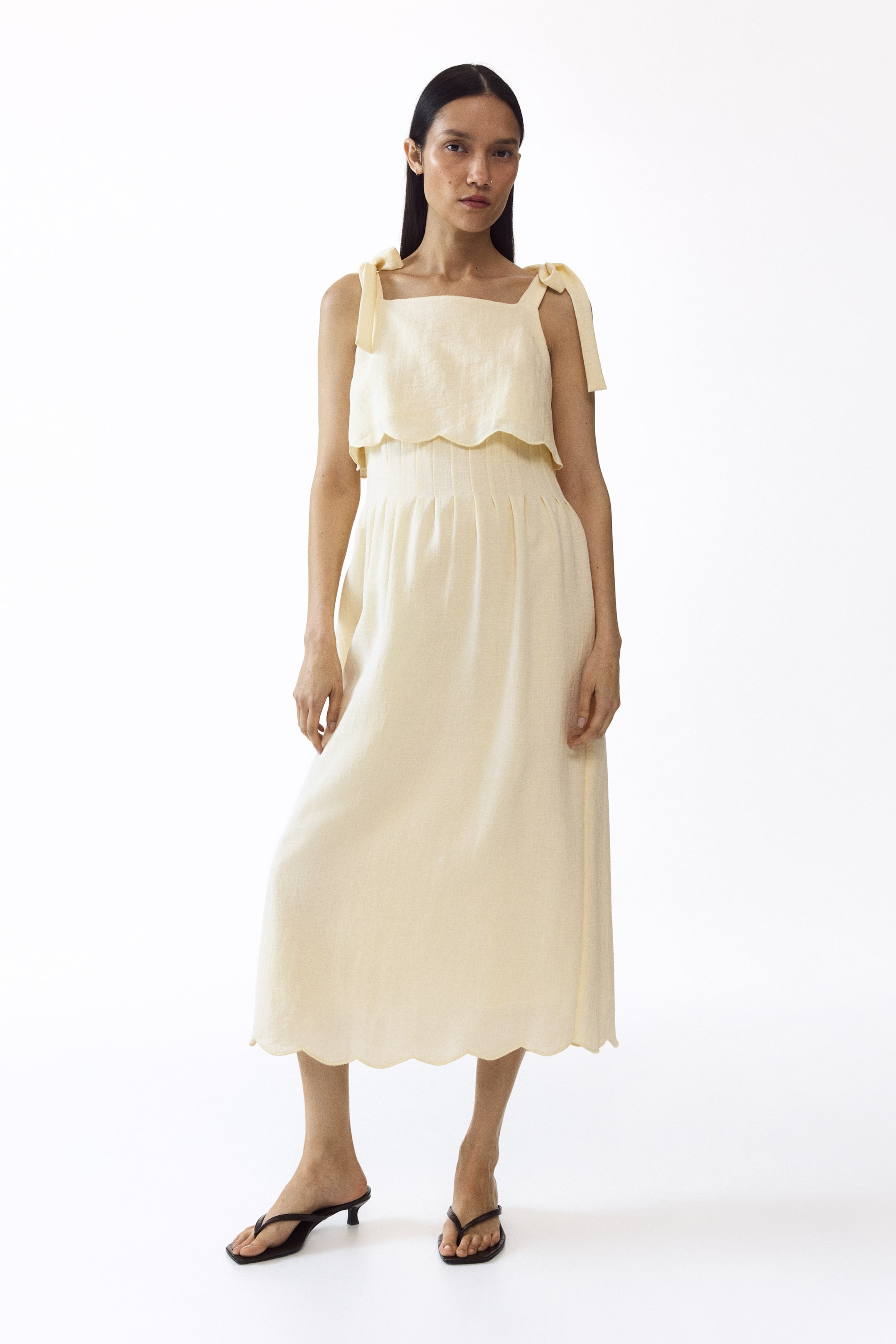 View larger image: MAMA Tie-strap nursing dress - Light yellow - Ladies | H&M 1