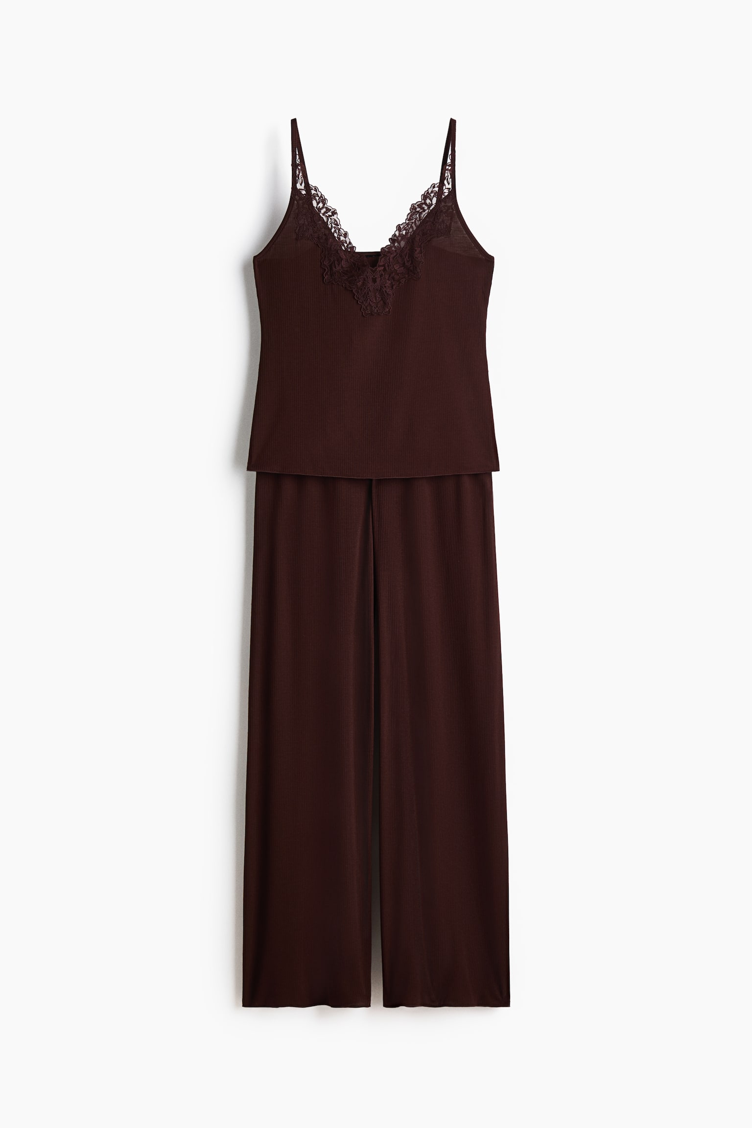 Piżama w prążki - Ciemnobrązowy/Czarny/Jasnoróżowy