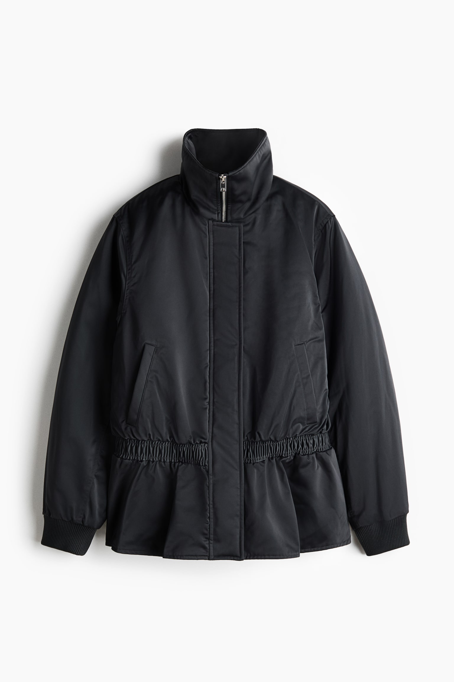 Женская куртка H&M Peplum Bomber, цвет: Чёрный — фото 1