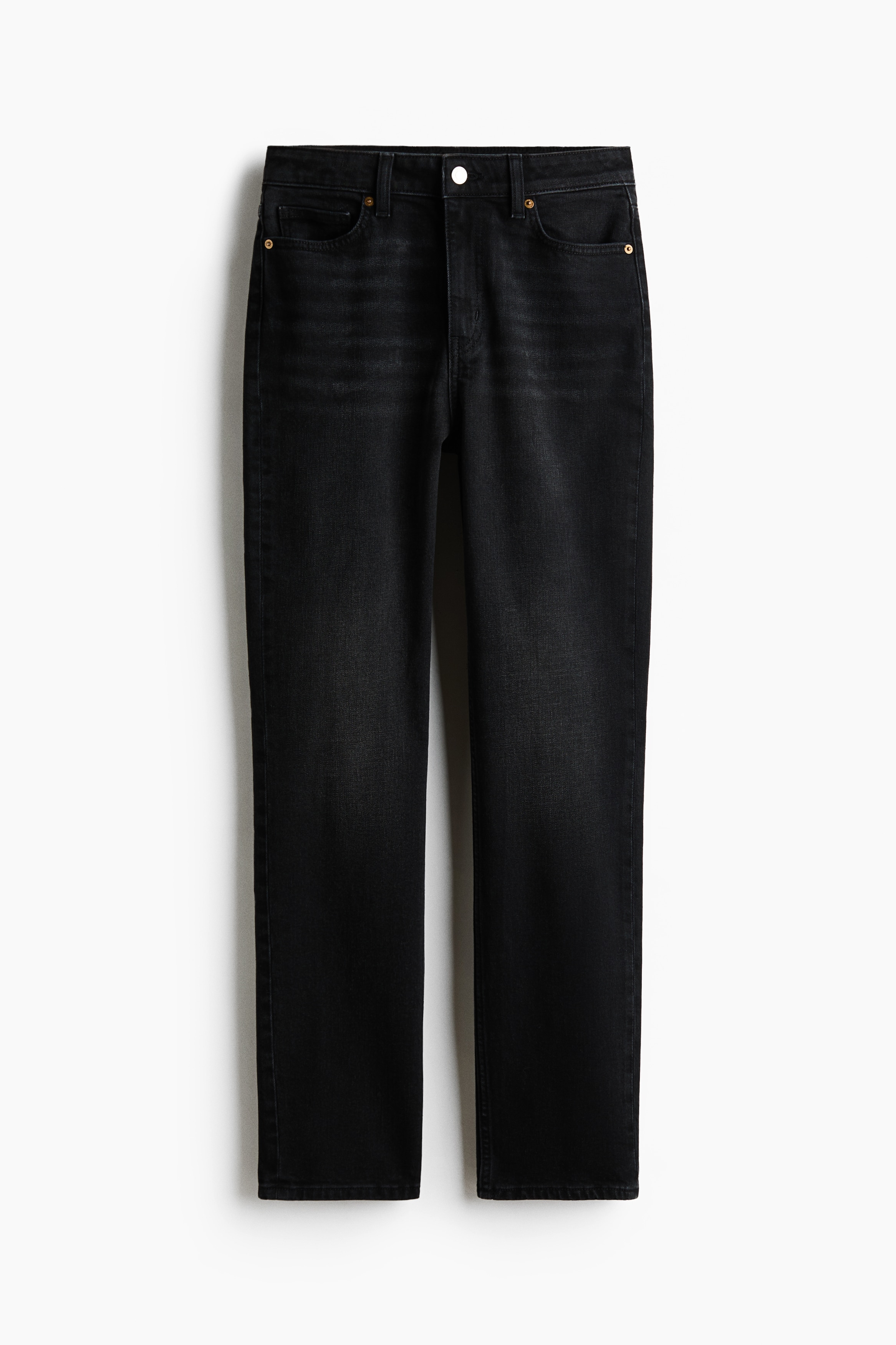 Slim Straight High Waist Jeans - Black/Denim blue