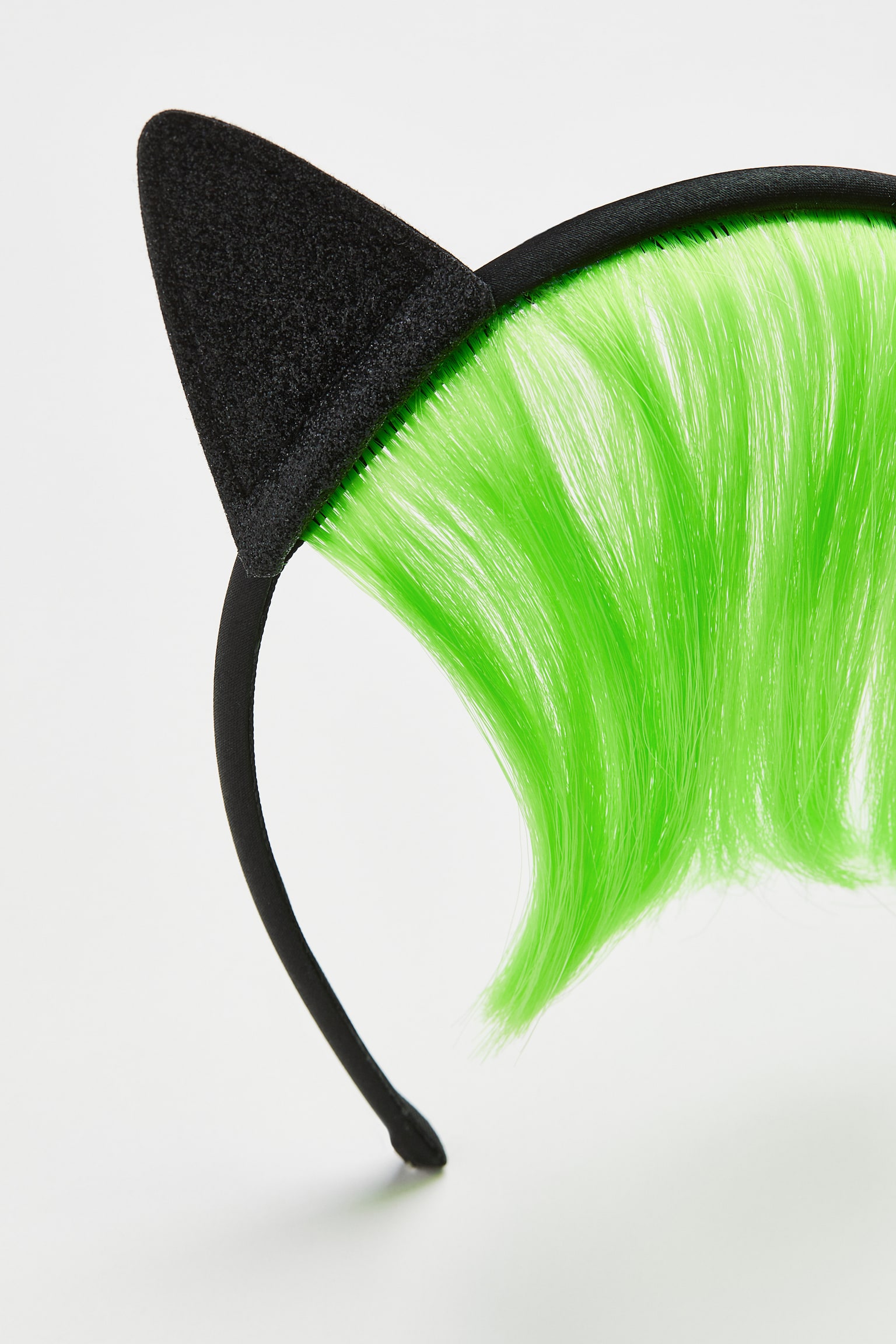 Alice band with a fringe and ears - Black/Neon green - 2