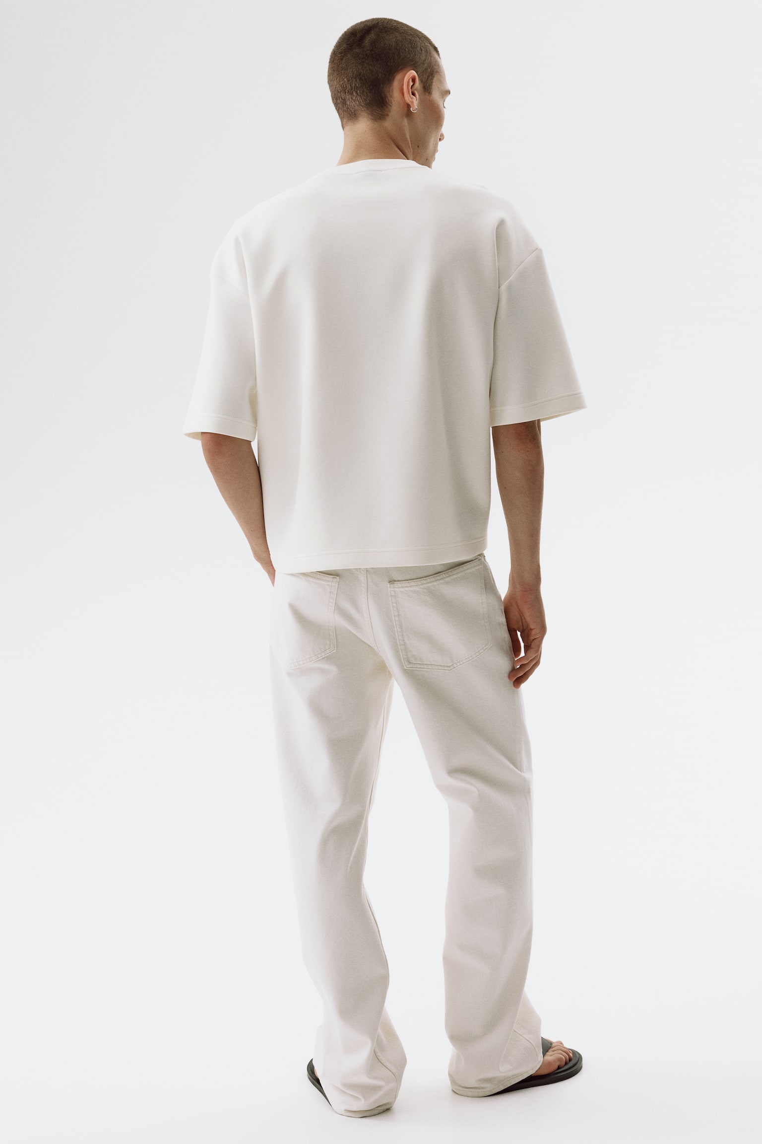 Oversized Fit Scuba T-shirt - Cream/Light grey marl/Light dusty green/Dark khaki green - 5