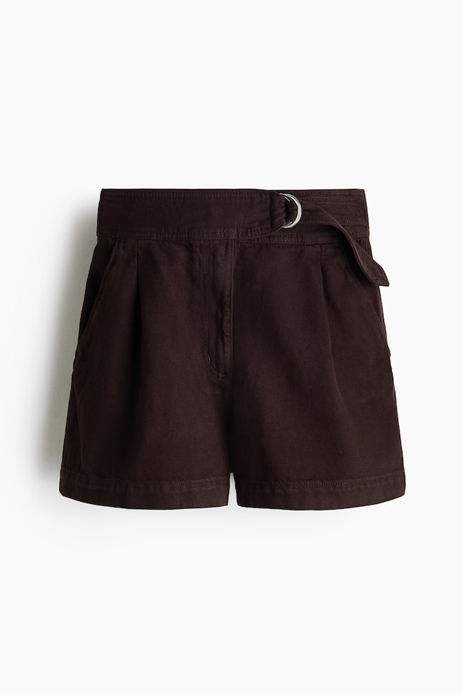 Belted denim shorts - Dark brown/Dark grey/Light denim blue - 1