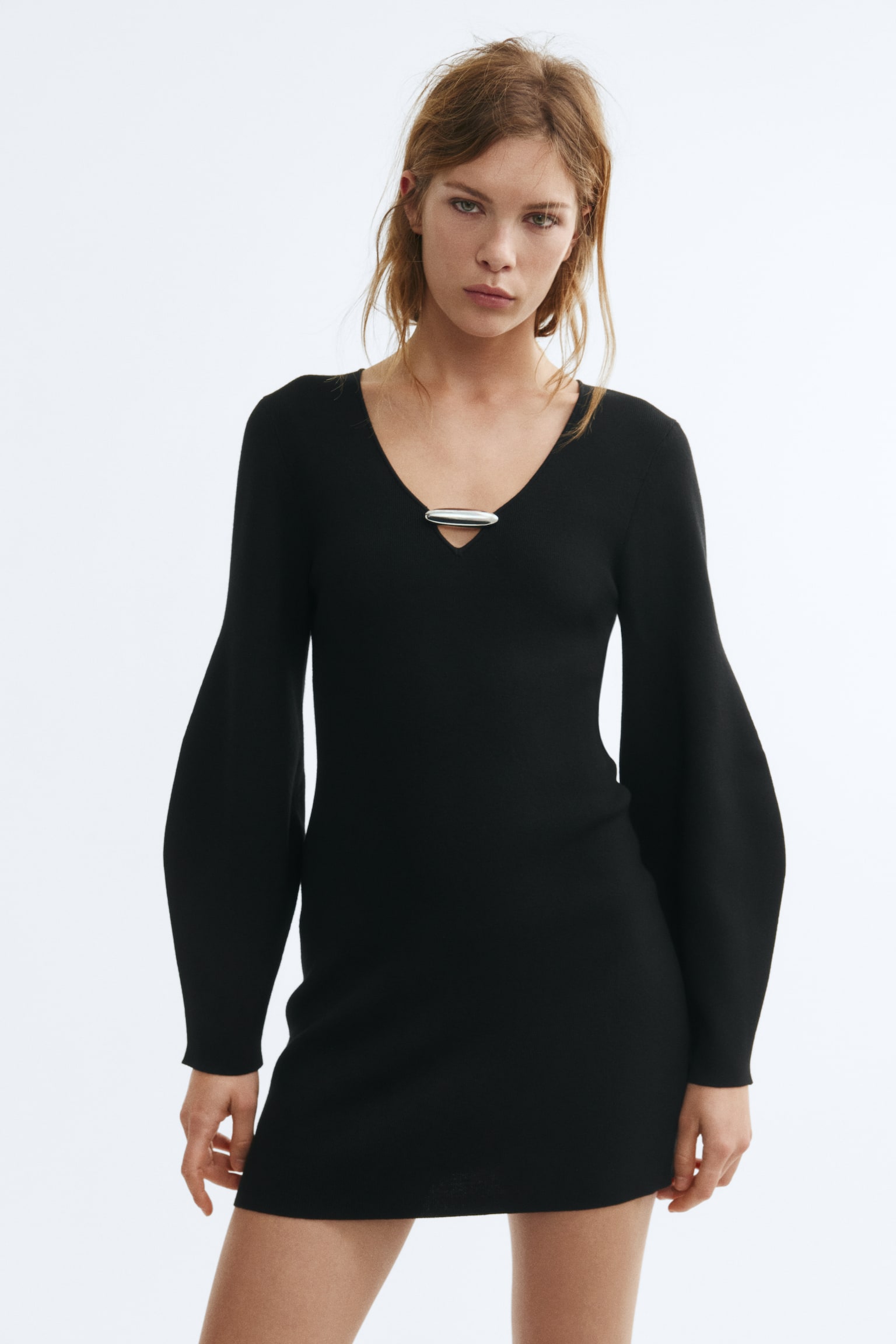 Женское платье H&M Knit with Metal Detail, цвет: Чёрный — фото 3
